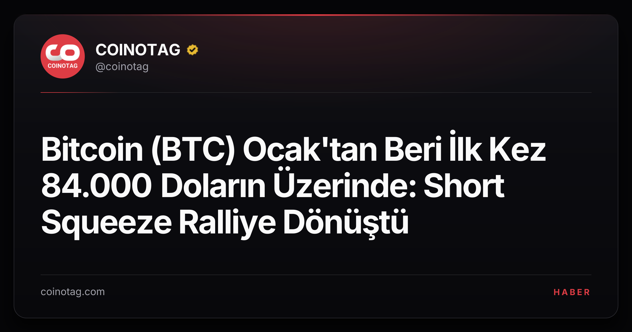 Bitcoin (BTC) Ocak'tan Beri İlk Kez 84.000 Doların Üzerinde: Short Squeeze Ralliye Dönüştü