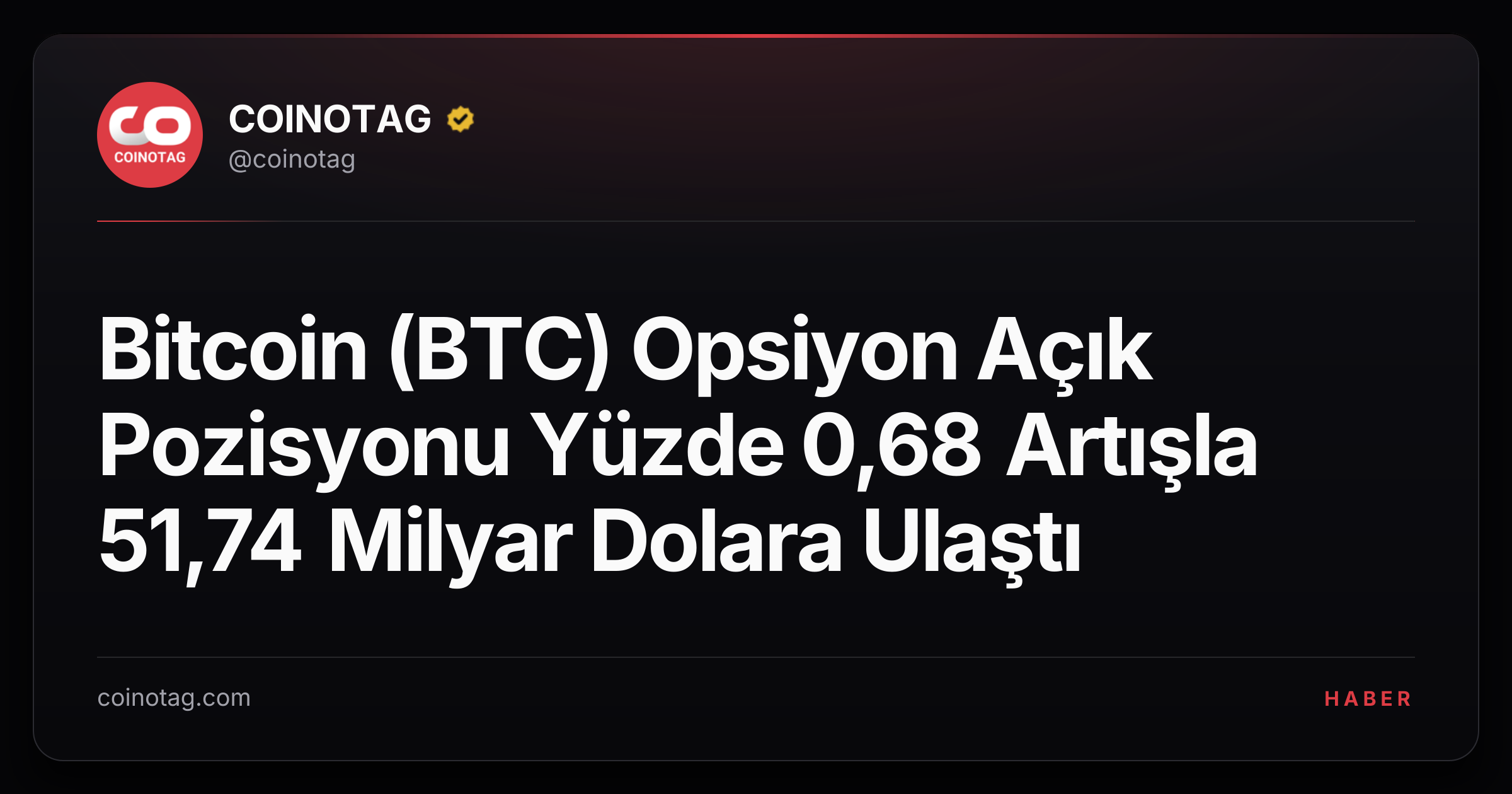 Bitcoin (BTC) Opsiyon Açık Pozisyonu Yüzde 0,68 Artışla 51,74 Milyar Dolara Ulaştı