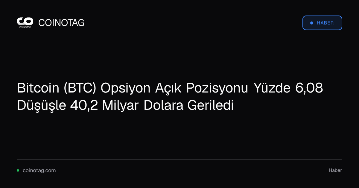 Bitcoin (BTC) Opsiyon Açık Pozisyonu Yüzde 6,08 Düşüşle 40,2 Milyar Dolara Geriledi