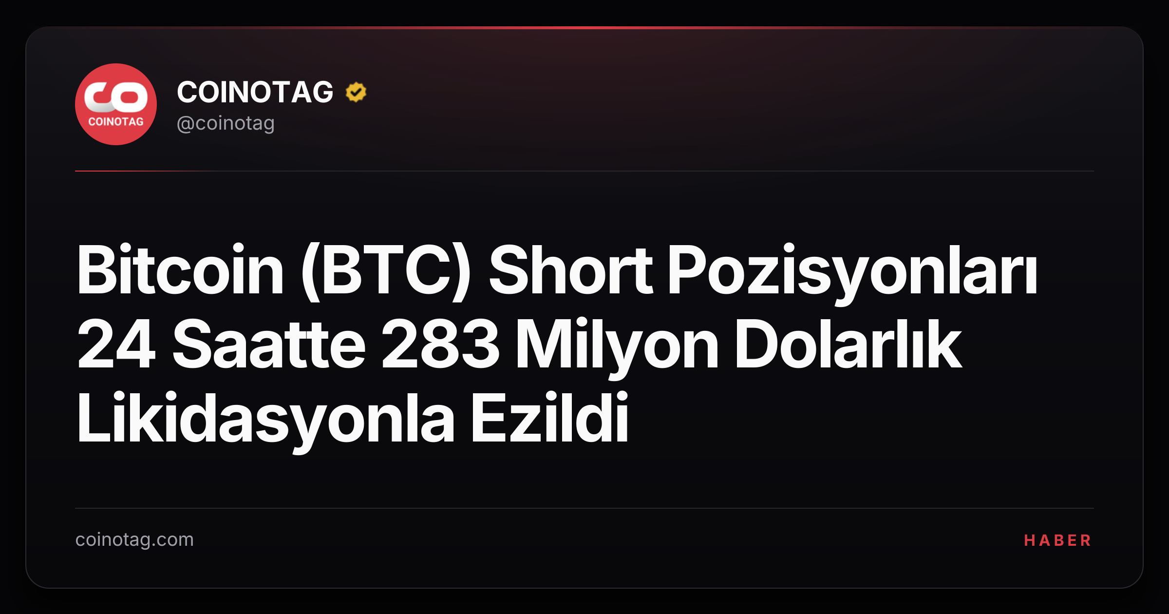 Bitcoin (BTC) Short Pozisyonları 24 Saatte 283 Milyon Dolarlık Likidasyonla Ezildi