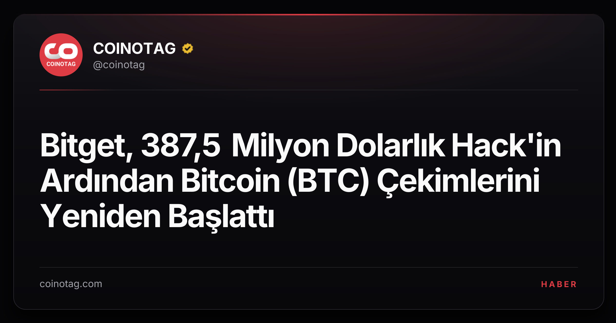 Bitget, 387,5 Milyon Dolarlık Hack'in Ardından Bitcoin (BTC) Çekimlerini Yeniden Başlattı