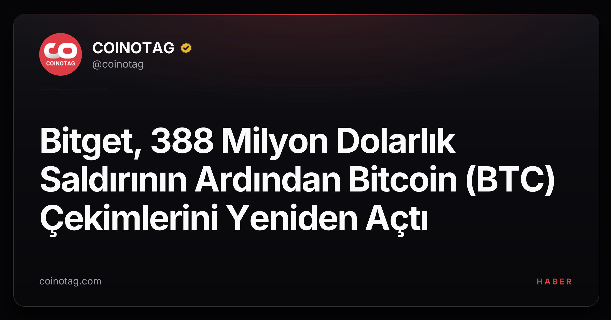 Bitget, 388 Milyon Dolarlık Saldırının Ardından Bitcoin (BTC) Çekimlerini Yeniden Açtı