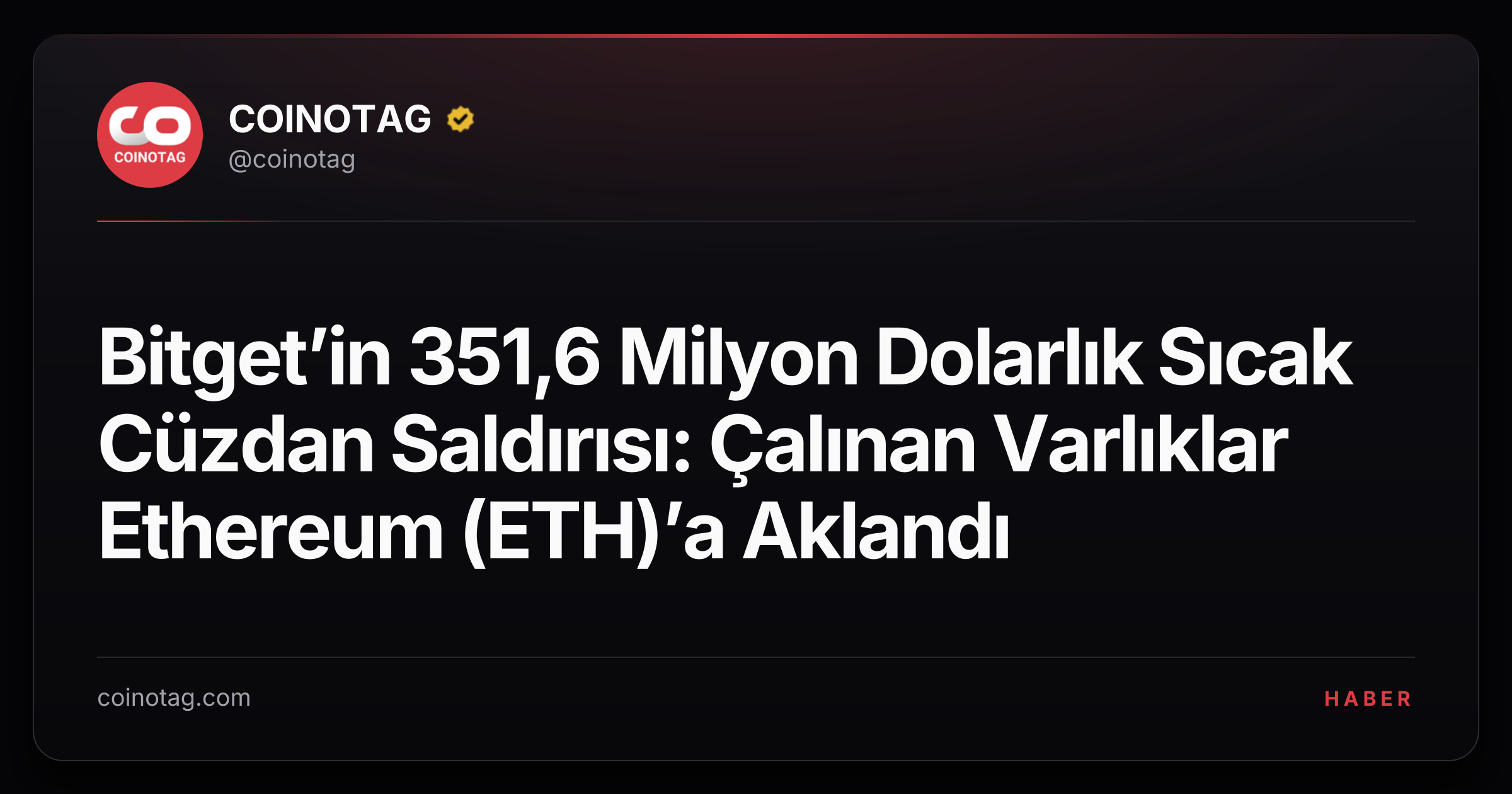 Bitget’in 351,6 Milyon Dolarlık Sıcak Cüzdan Saldırısı: Çalınan Varlıklar Ethereum (ETH)’a Aklandı