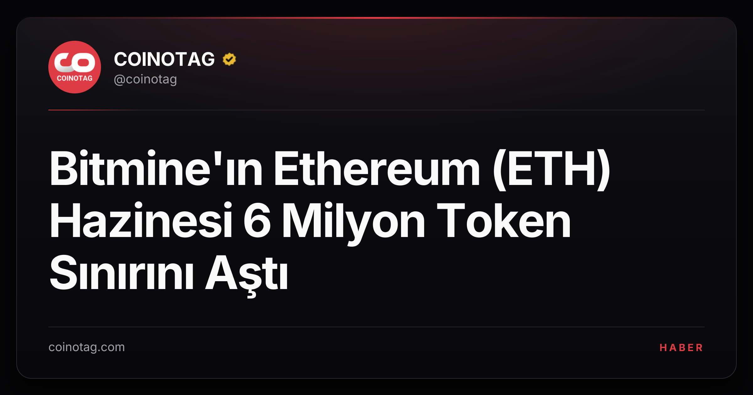 Bitmine'ın Ethereum (ETH) Hazinesi 6 Milyon Token Sınırını Aştı