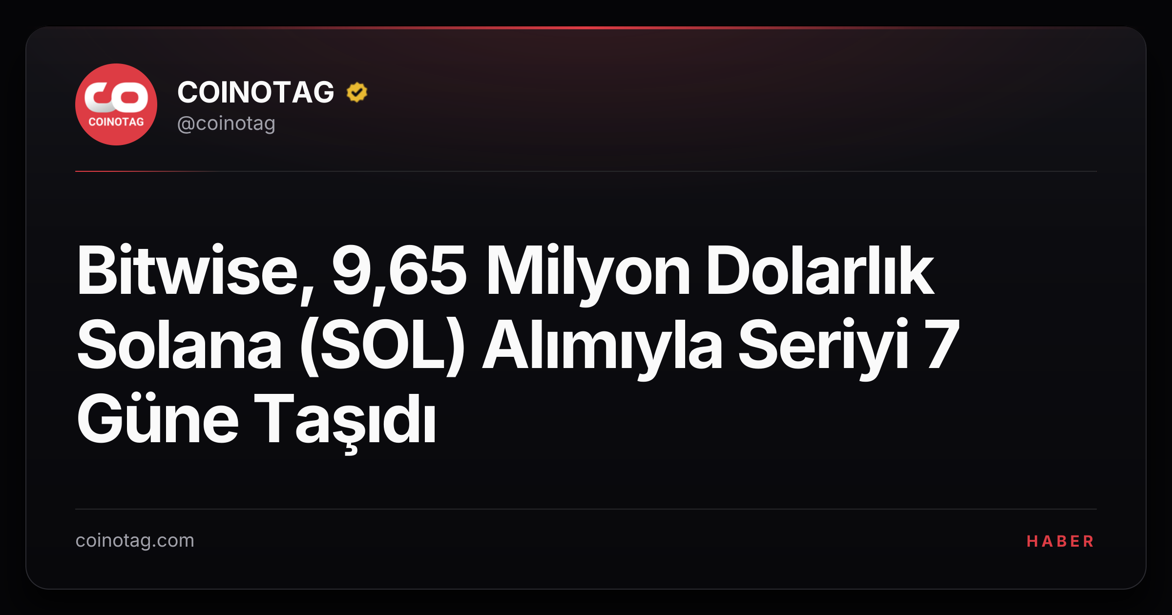 Bitwise, 9,65 Milyon Dolarlık Solana (SOL) Alımıyla Seriyi 7 Güne Taşıdı