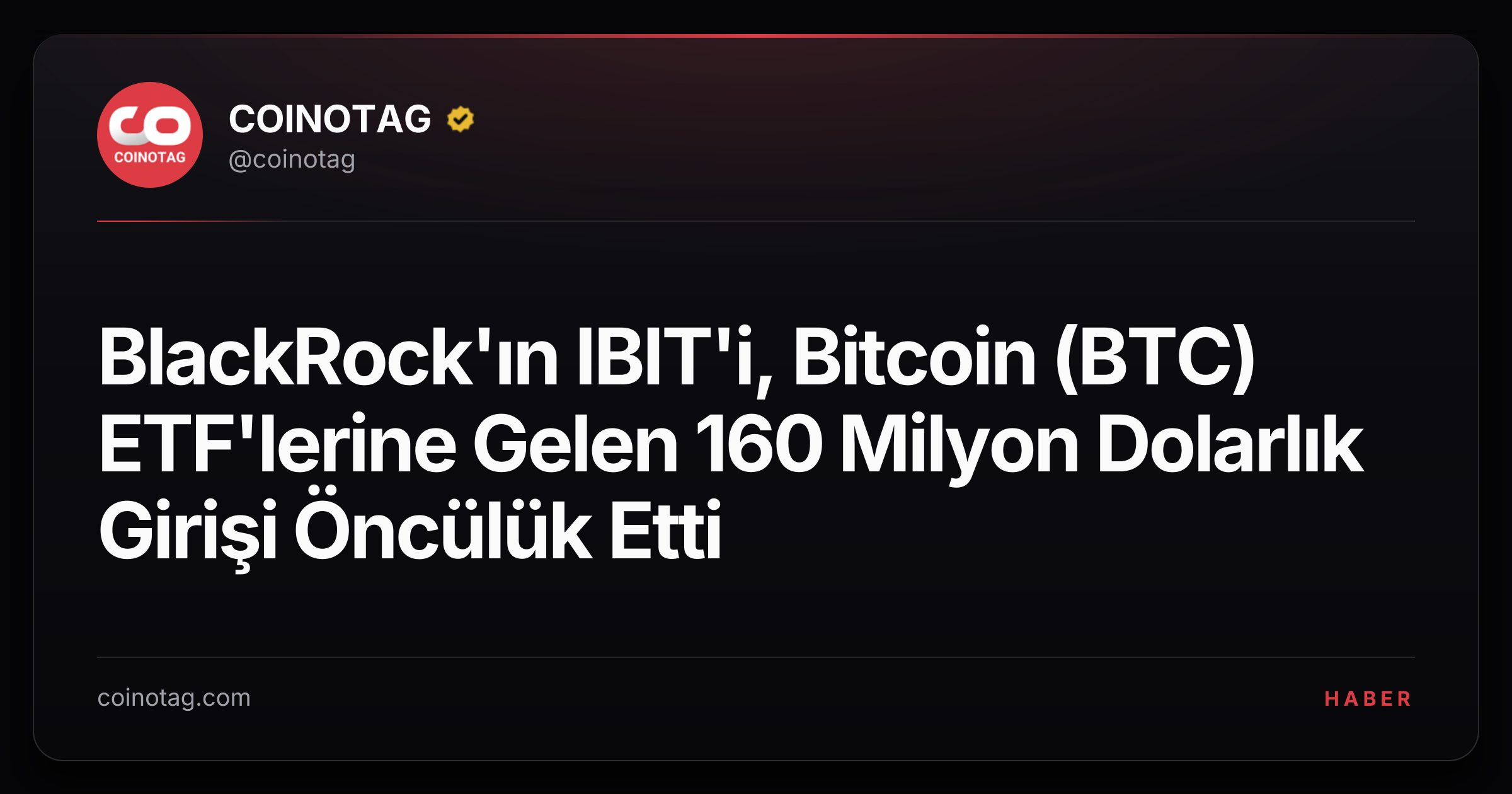 BlackRock'ın IBIT'i, Bitcoin (BTC) ETF'lerine Gelen 160 Milyon Dolarlık Girişi Öncülük Etti