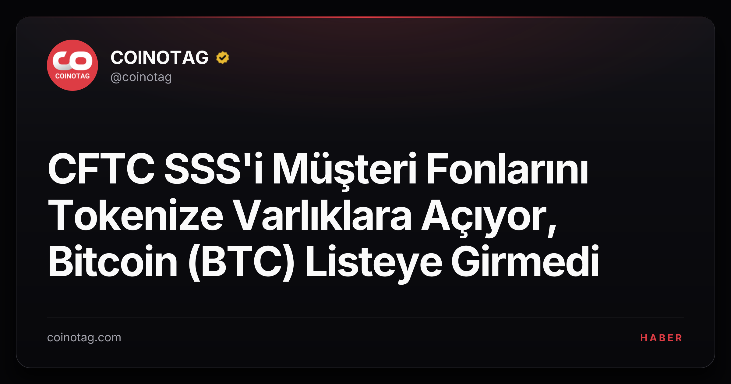 CFTC SSS'i Müşteri Fonlarını Tokenize Varlıklara Açıyor, Bitcoin (BTC) Listeye Girmedi
