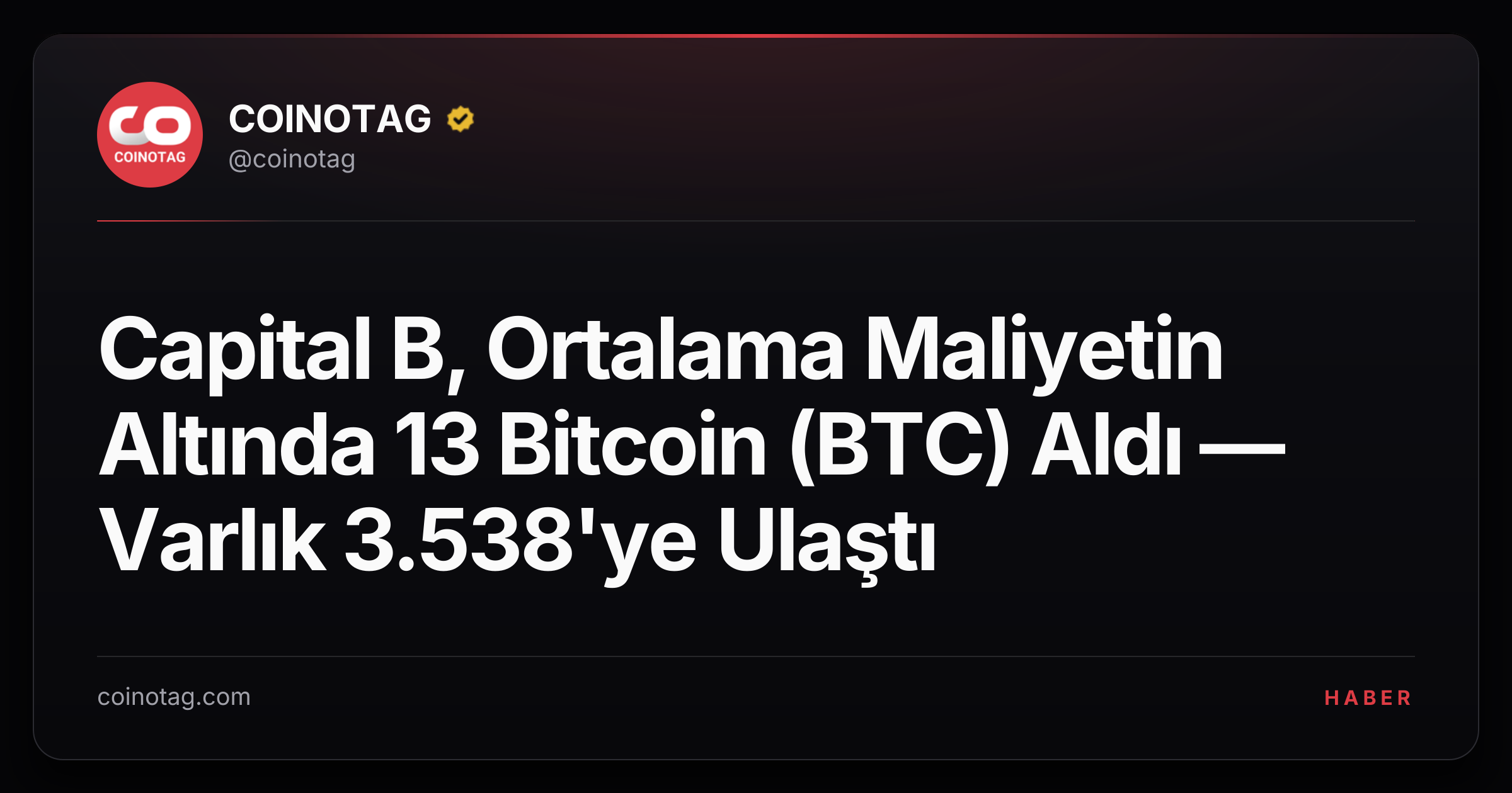 Capital B, Ortalama Maliyetin Altında 13 Bitcoin (BTC) Aldı — Varlık 3.538'ye Ulaştı