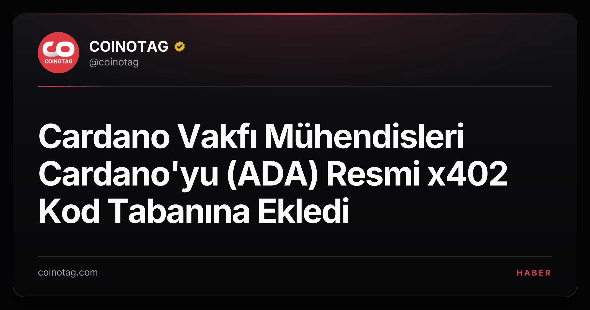 Cardano Vakfı Mühendisleri Cardano'yu (ADA) Resmi x402 Kod Tabanına Ekledi