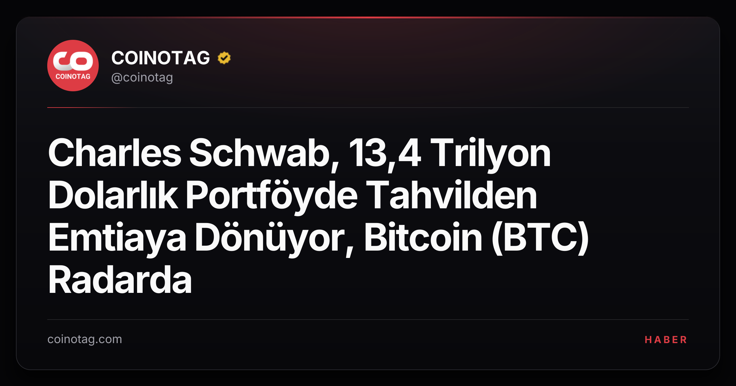 Charles Schwab, 13,4 Trilyon Dolarlık Portföyde Tahvilden Emtiaya Dönüyor, Bitcoin (BTC) Radarda
