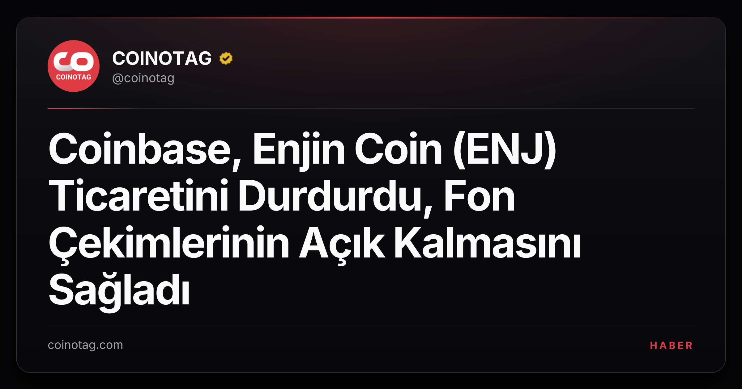 Coinbase, Enjin Coin (ENJ) Ticaretini Durdurdu, Fon Çekimlerinin Açık Kalmasını Sağladı