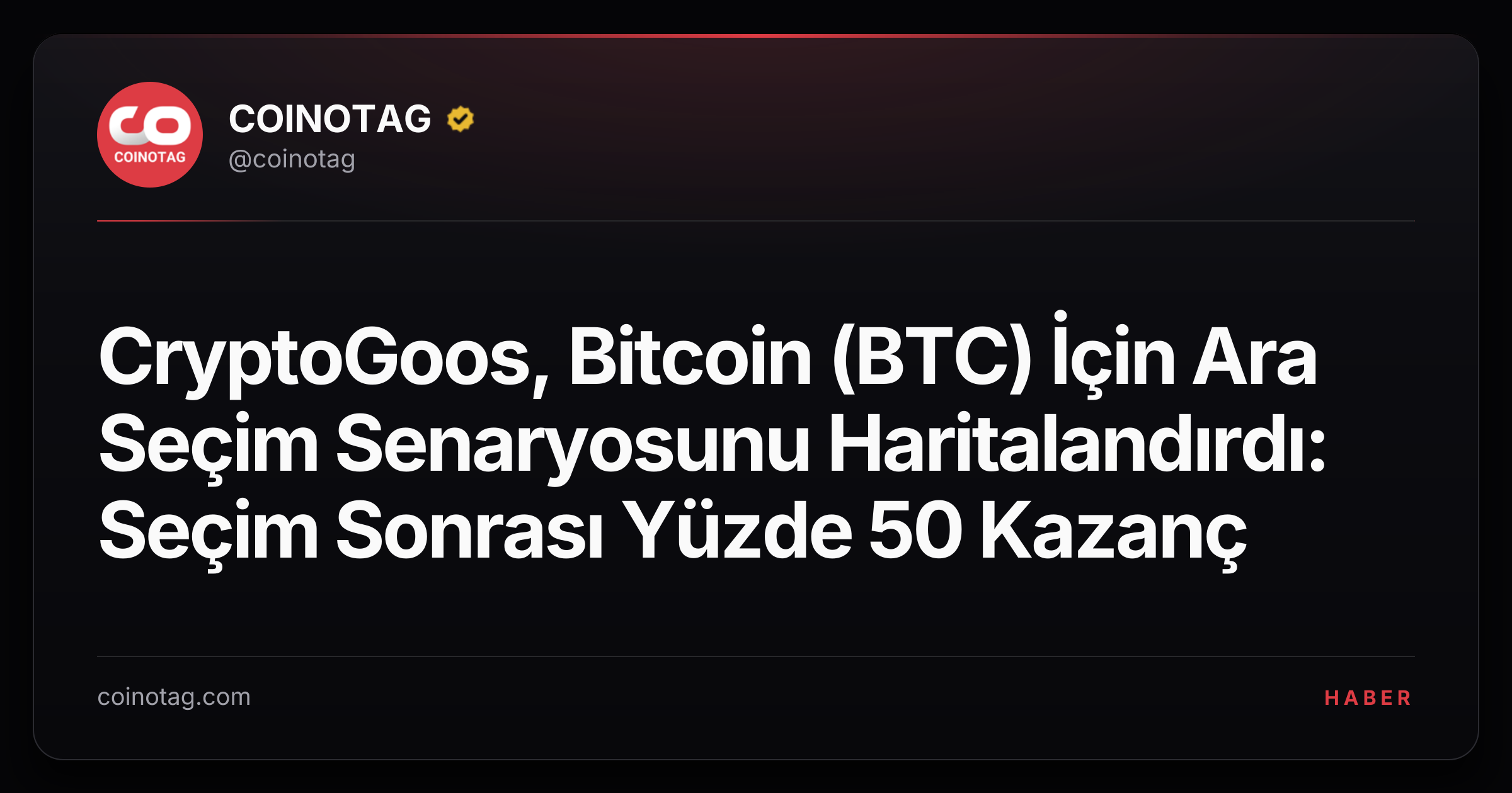 CryptoGoos, Bitcoin (BTC) İçin Ara Seçim Senaryosunu Haritalandırdı: Seçim Sonrası Yüzde 50 Kazanç