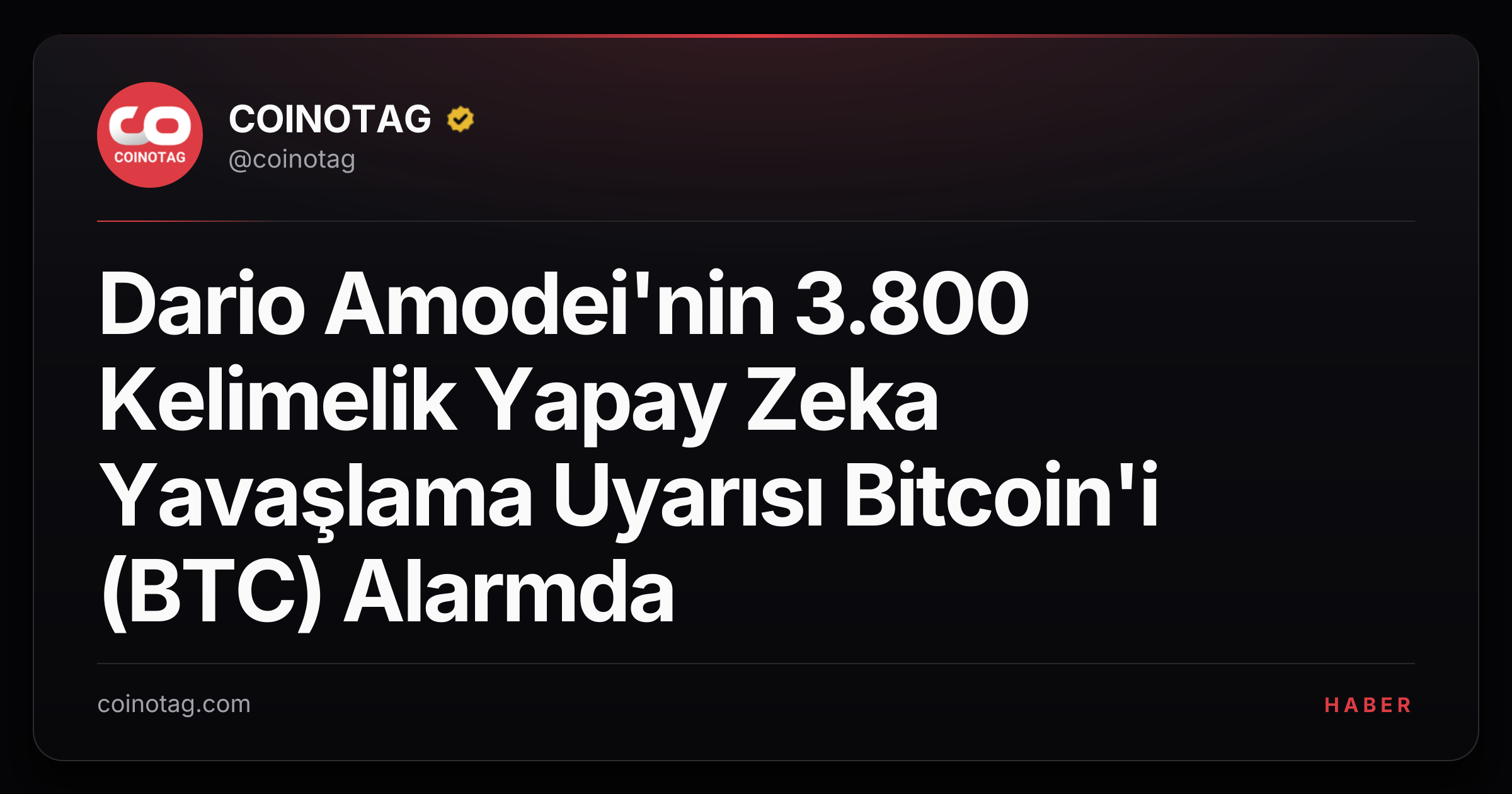 Dario Amodei'nin 3.800 Kelimelik Yapay Zeka Yavaşlama Uyarısı Bitcoin'i (BTC) Alarmda