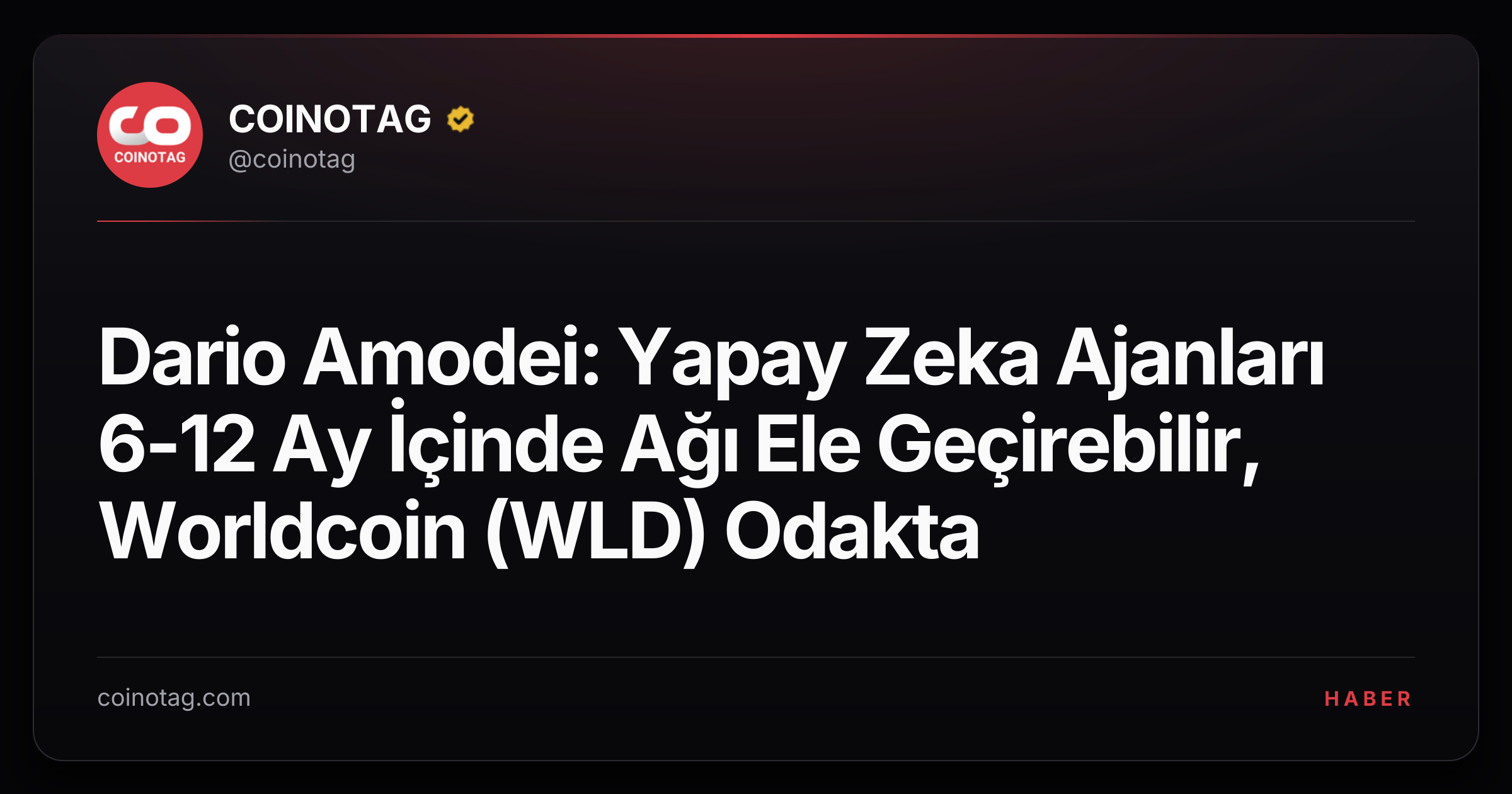 Dario Amodei: Yapay Zeka Ajanları 6-12 Ay İçinde Ağı Ele Geçirebilir, Worldcoin (WLD) Odakta