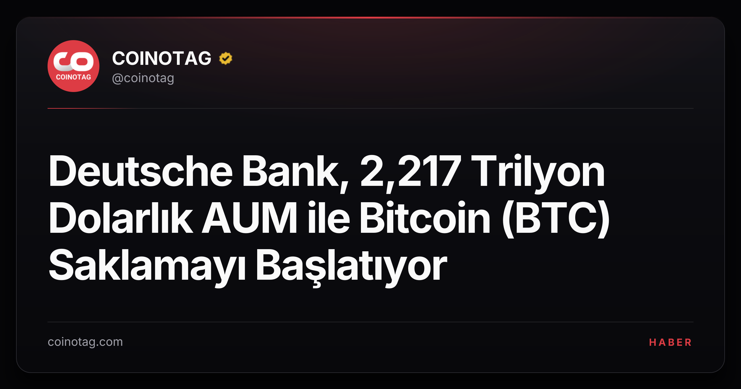 Deutsche Bank, 2,217 Trilyon Dolarlık AUM ile Bitcoin (BTC) Saklamayı Başlatıyor