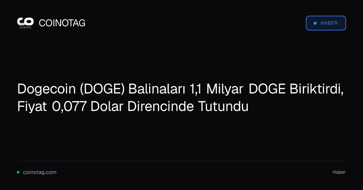 Dogecoin (DOGE) Balinaları 1,1 Milyar DOGE Biriktirdi, Fiyat 0,077 Dolar Direncinde Tutundu