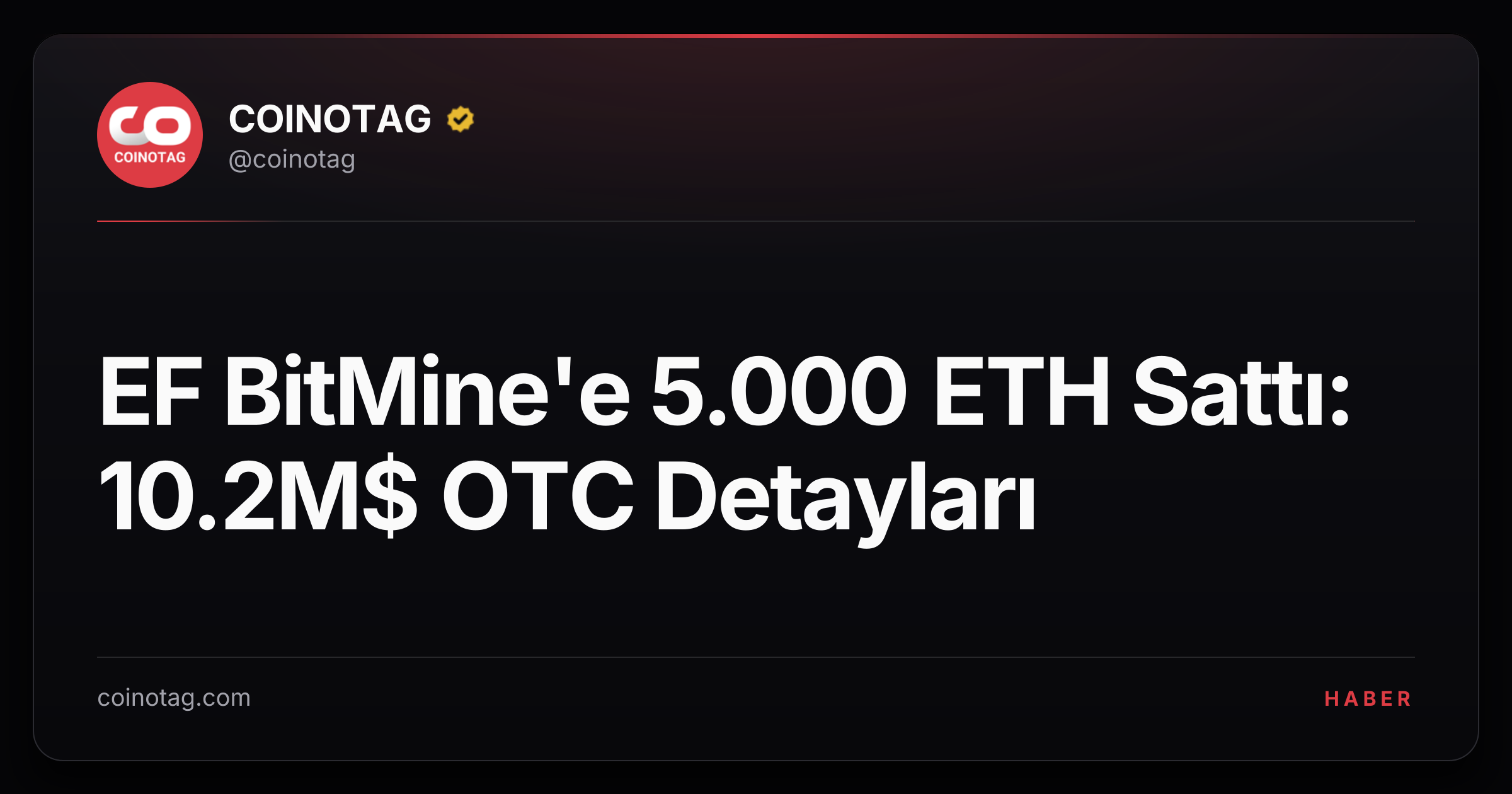 EF BitMine'e 5.000 ETH Sattı: 10.2M$ OTC Detayları