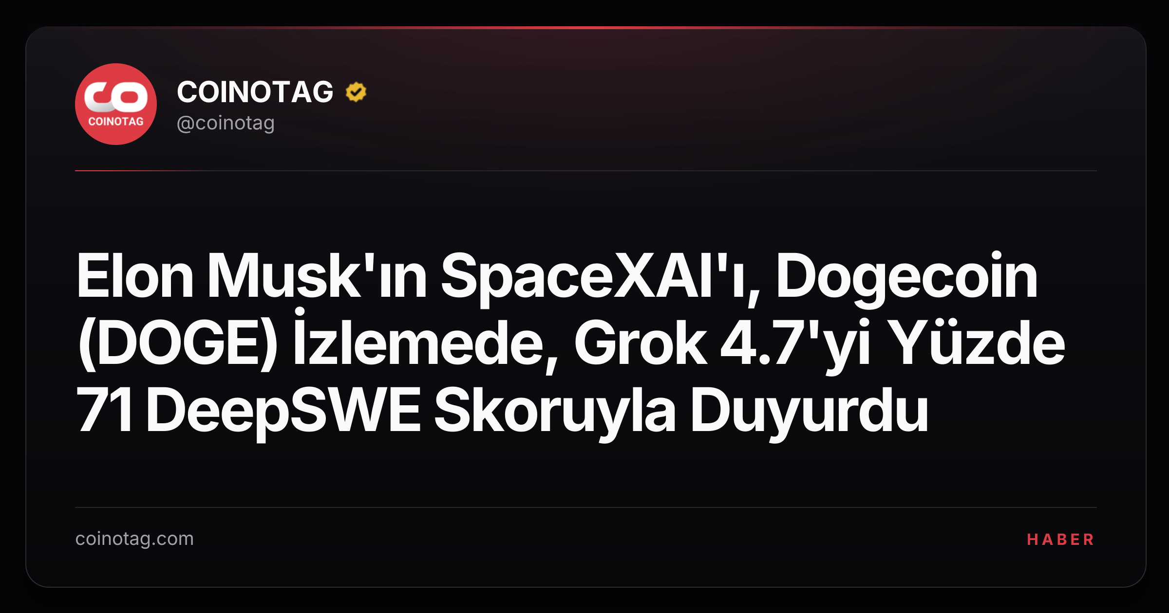 Elon Musk'ın SpaceXAI'ı, Dogecoin (DOGE) İzlemede, Grok 4.7'yi Yüzde 71 DeepSWE Skoruyla Duyurdu