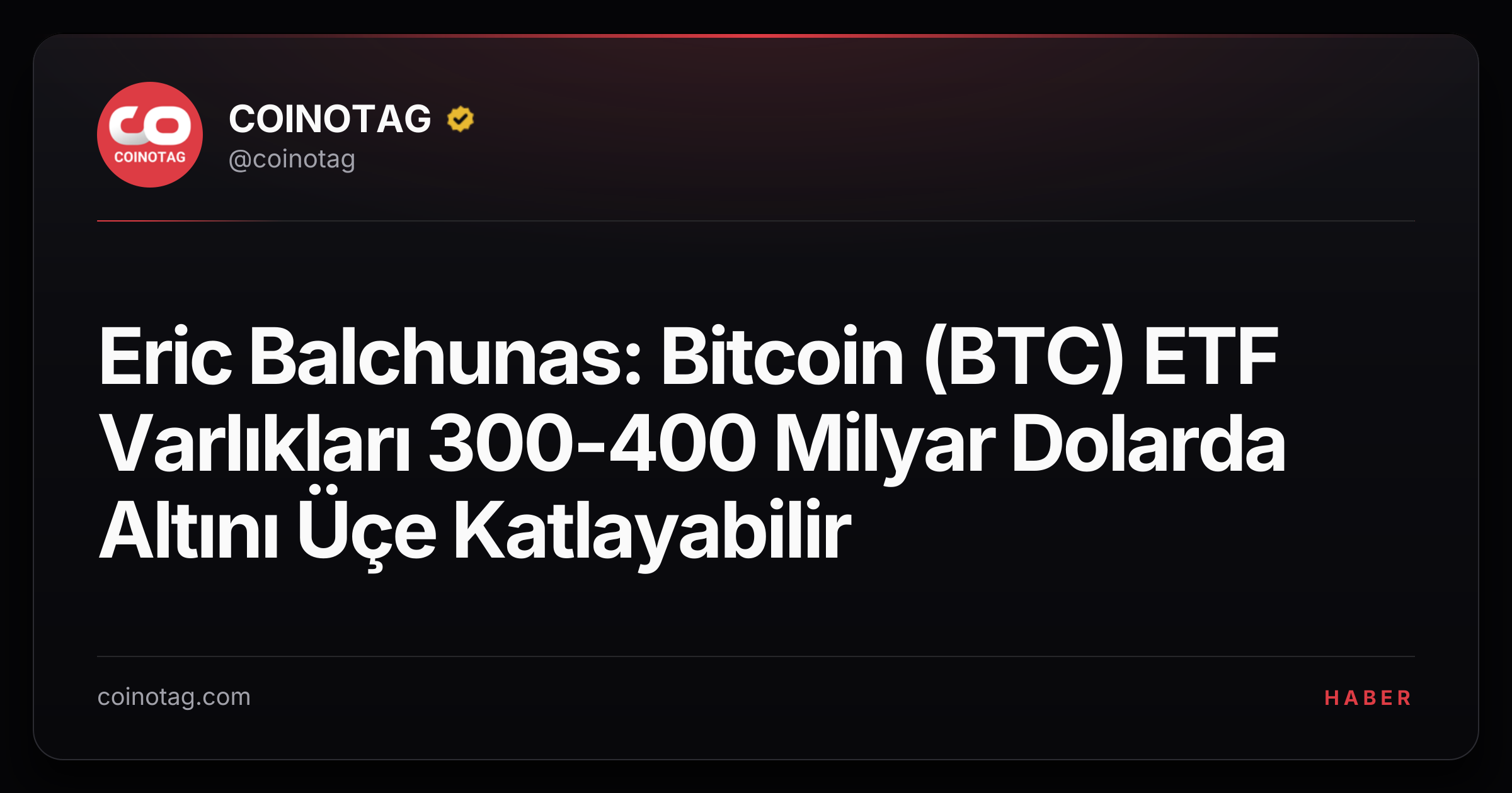 Eric Balchunas: Bitcoin (BTC) ETF Varlıkları 300-400 Milyar Dolarda Altını Üçe Katlayabilir