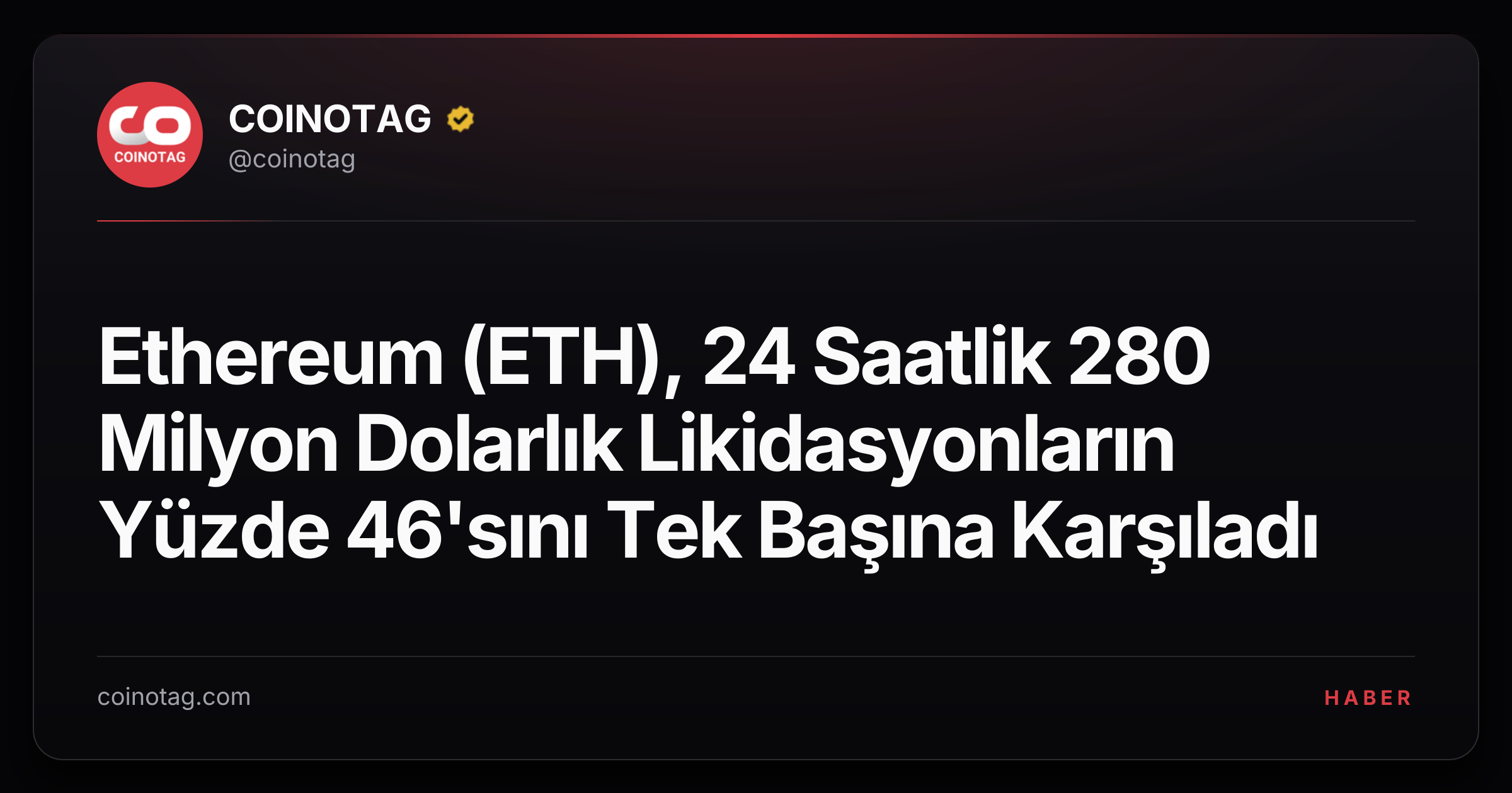 Ethereum (ETH), 24 Saatlik 280 Milyon Dolarlık Likidasyonların Yüzde 46'sını Tek Başına Karşıladı