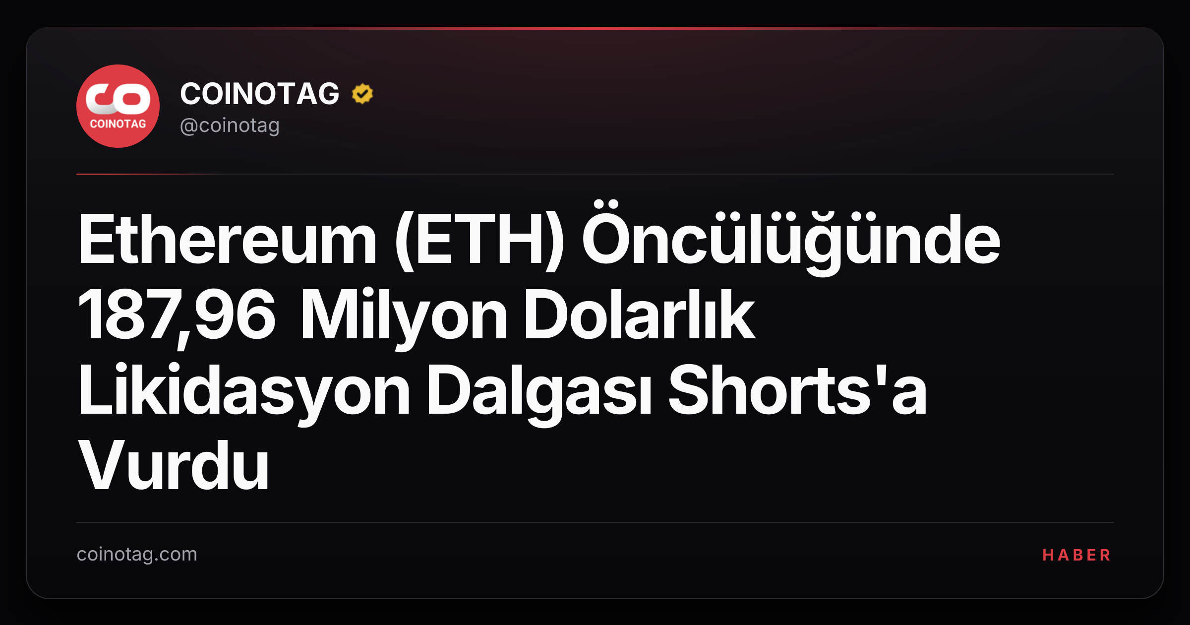 Ethereum (ETH) Öncülüğünde 187,96 Milyon Dolarlık Likidasyon Dalgası Shorts'a Vurdu