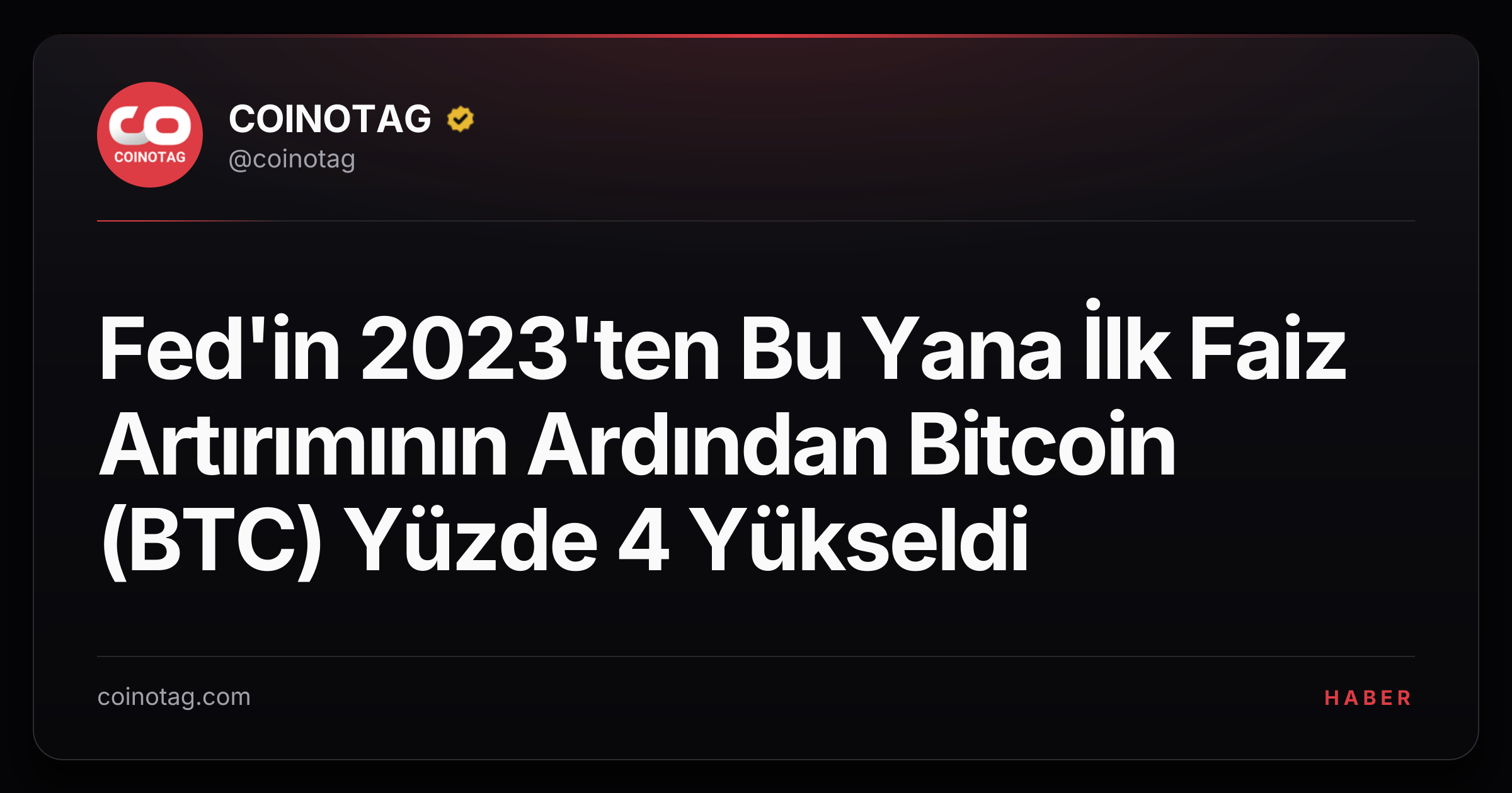 Fed'in 2023'ten Bu Yana İlk Faiz Artırımının Ardından Bitcoin (BTC) Yüzde 4 Yükseldi