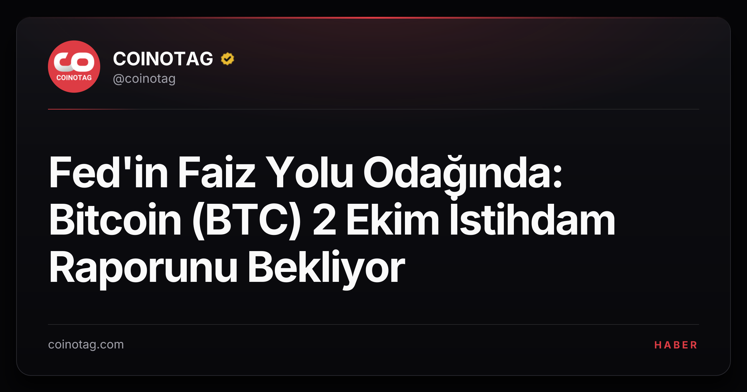 Fed'in Faiz Yolu Odağında: Bitcoin (BTC) 2 Ekim İstihdam Raporunu Bekliyor