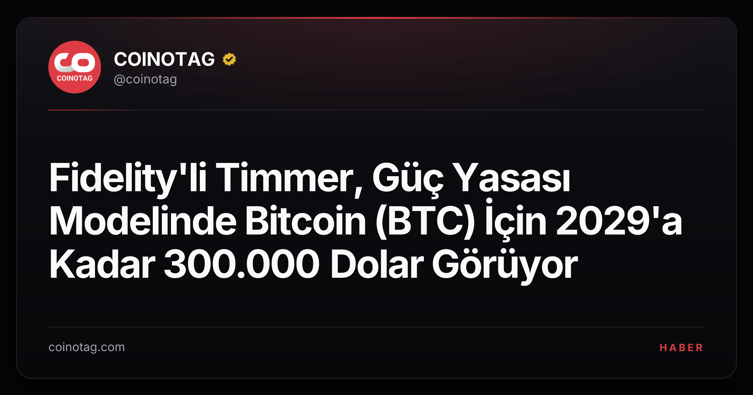 Fidelity'li Timmer, Güç Yasası Modelinde Bitcoin (BTC) İçin 2029'a Kadar 300.000 Dolar Görüyor