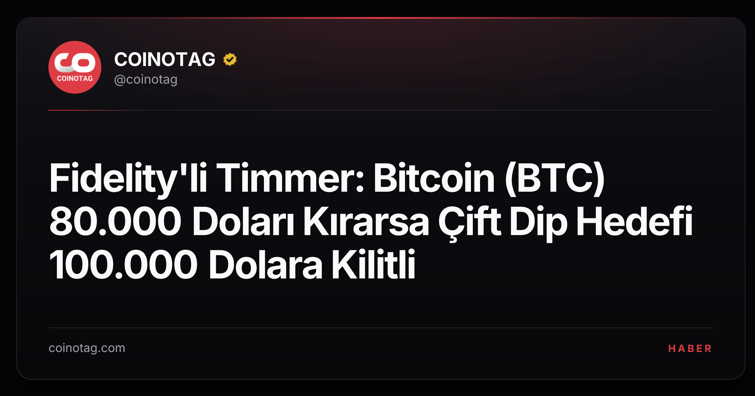 Fidelity'li Timmer: Bitcoin (BTC) 80.000 Doları Kırarsa Çift Dip Hedefi 100.000 Dolara Kilitli