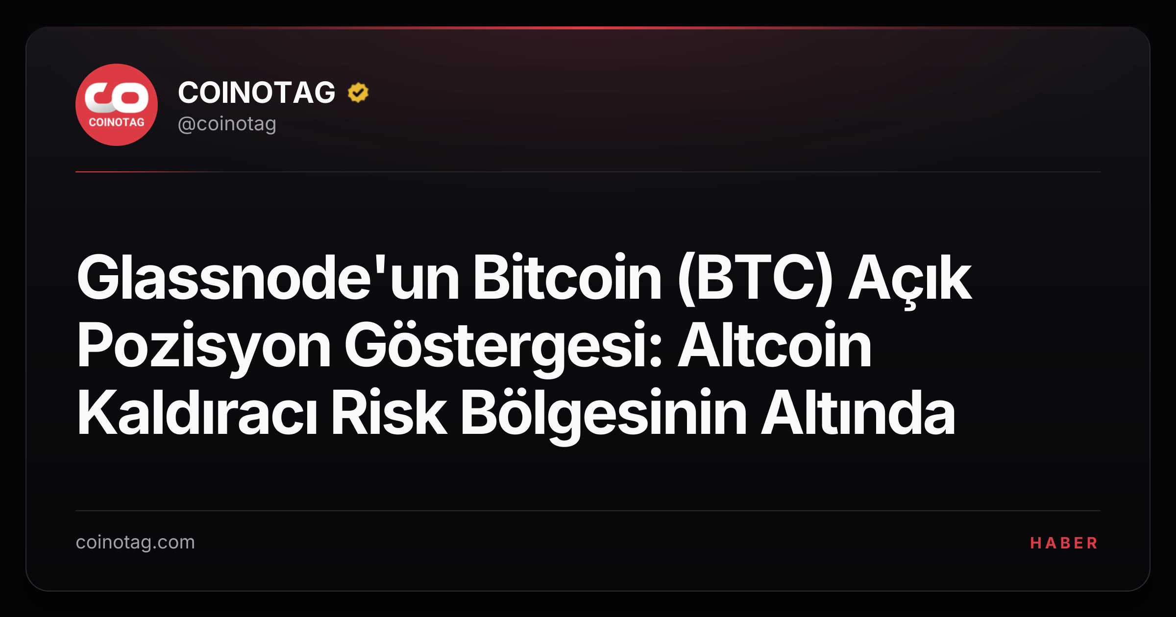 Glassnode'un Bitcoin (BTC) Açık Pozisyon Göstergesi: Altcoin Kaldıracı Risk Bölgesinin Altında