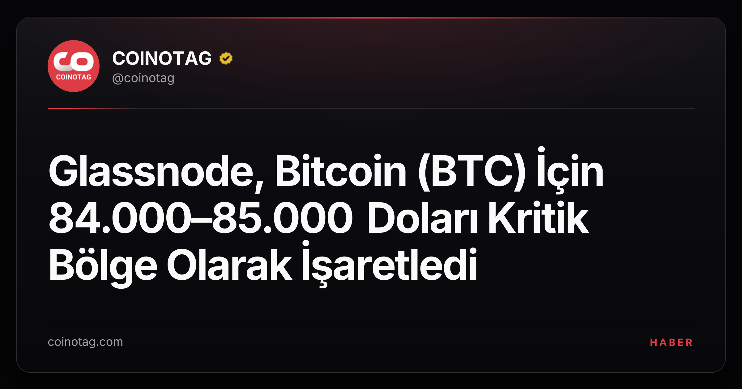 Glassnode, Bitcoin (BTC) İçin 84.000–85.000 Doları Kritik Bölge Olarak İşaretledi