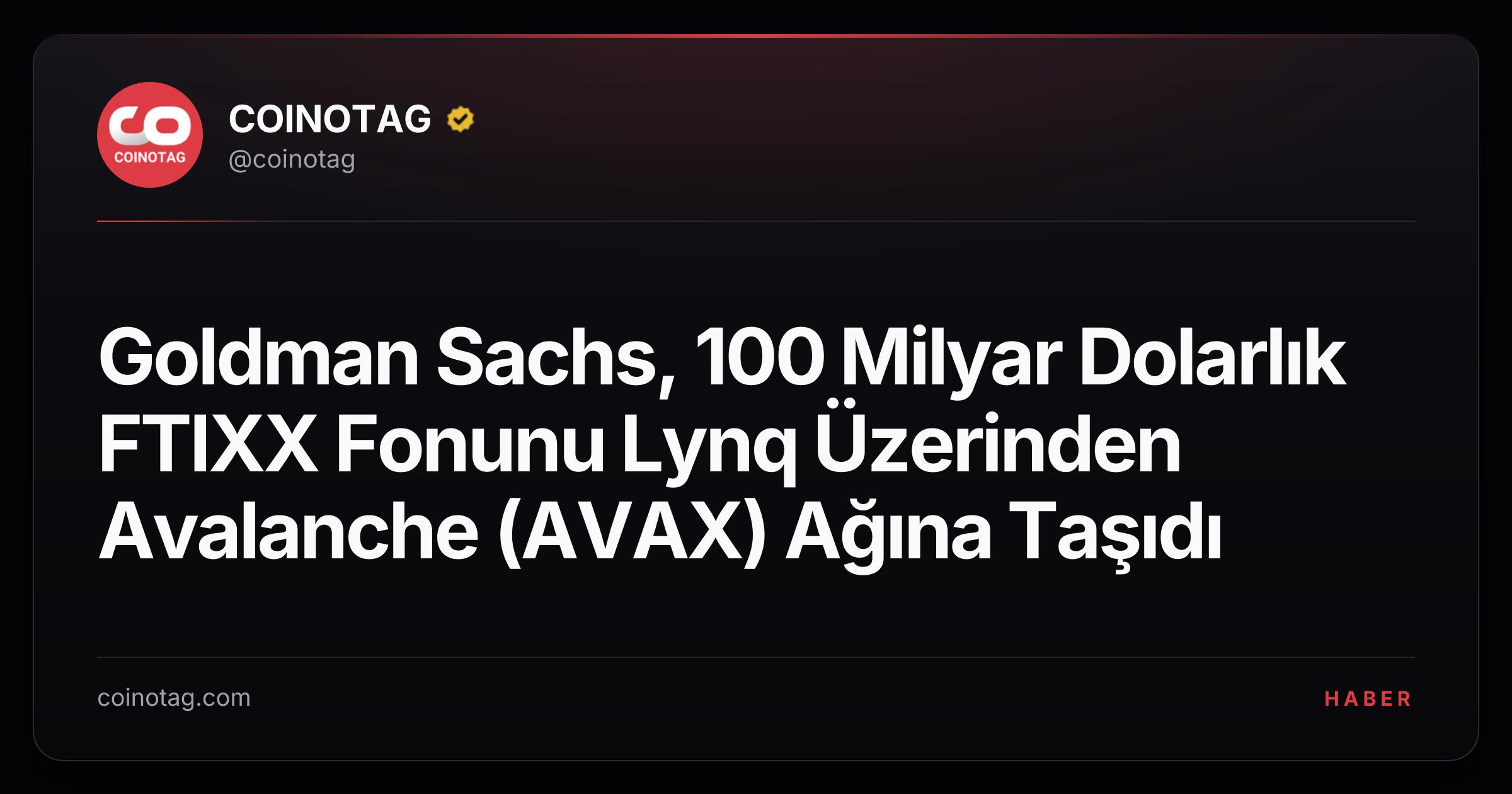Goldman Sachs, 100 Milyar Dolarlık FTIXX Fonunu Lynq Üzerinden Avalanche (AVAX) Ağına Taşıdı