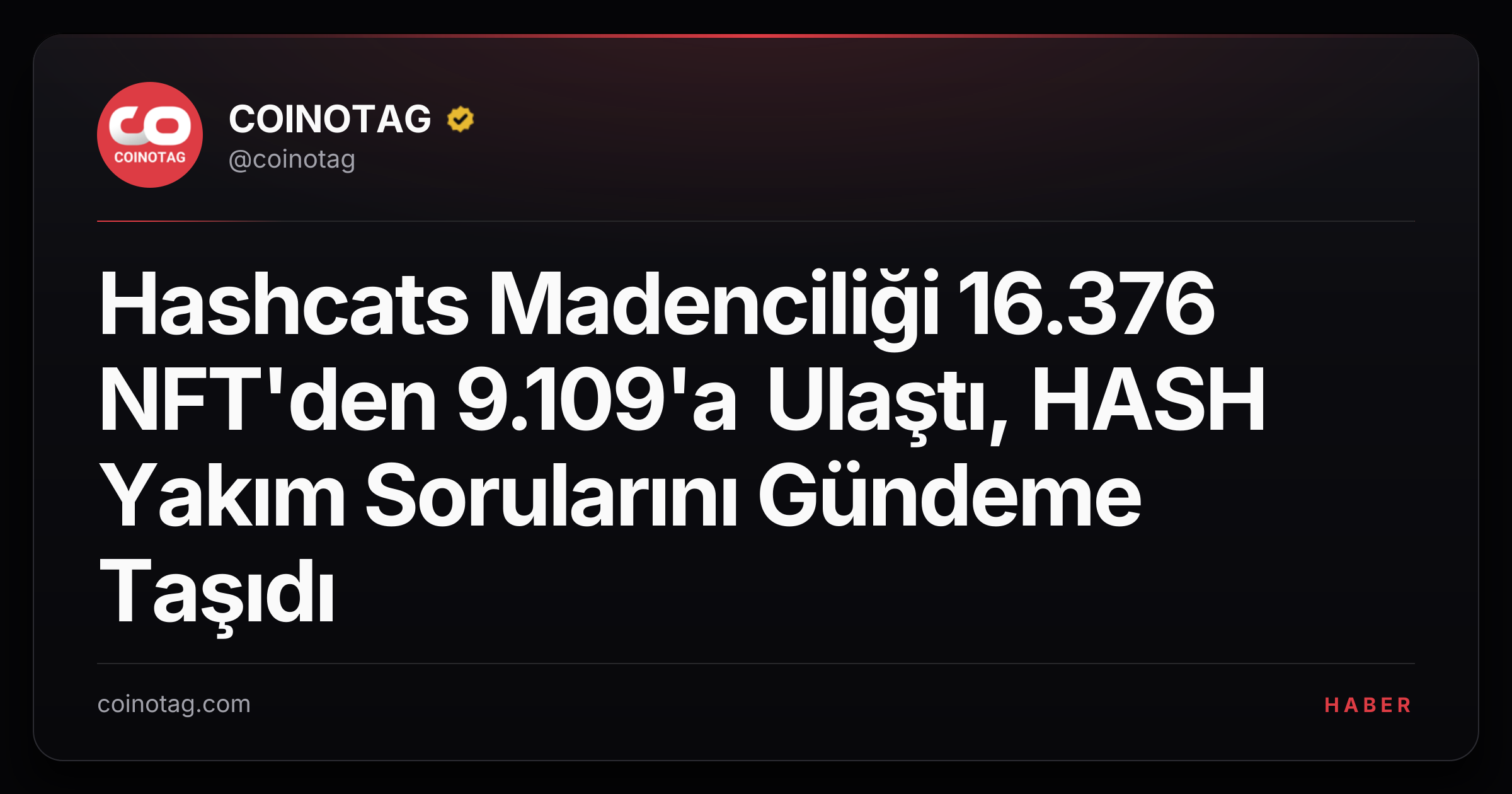 Hashcats Madenciliği 16.376 NFT'den 9.109'a Ulaştı, HASH Yakım Sorularını Gündeme Taşıdı