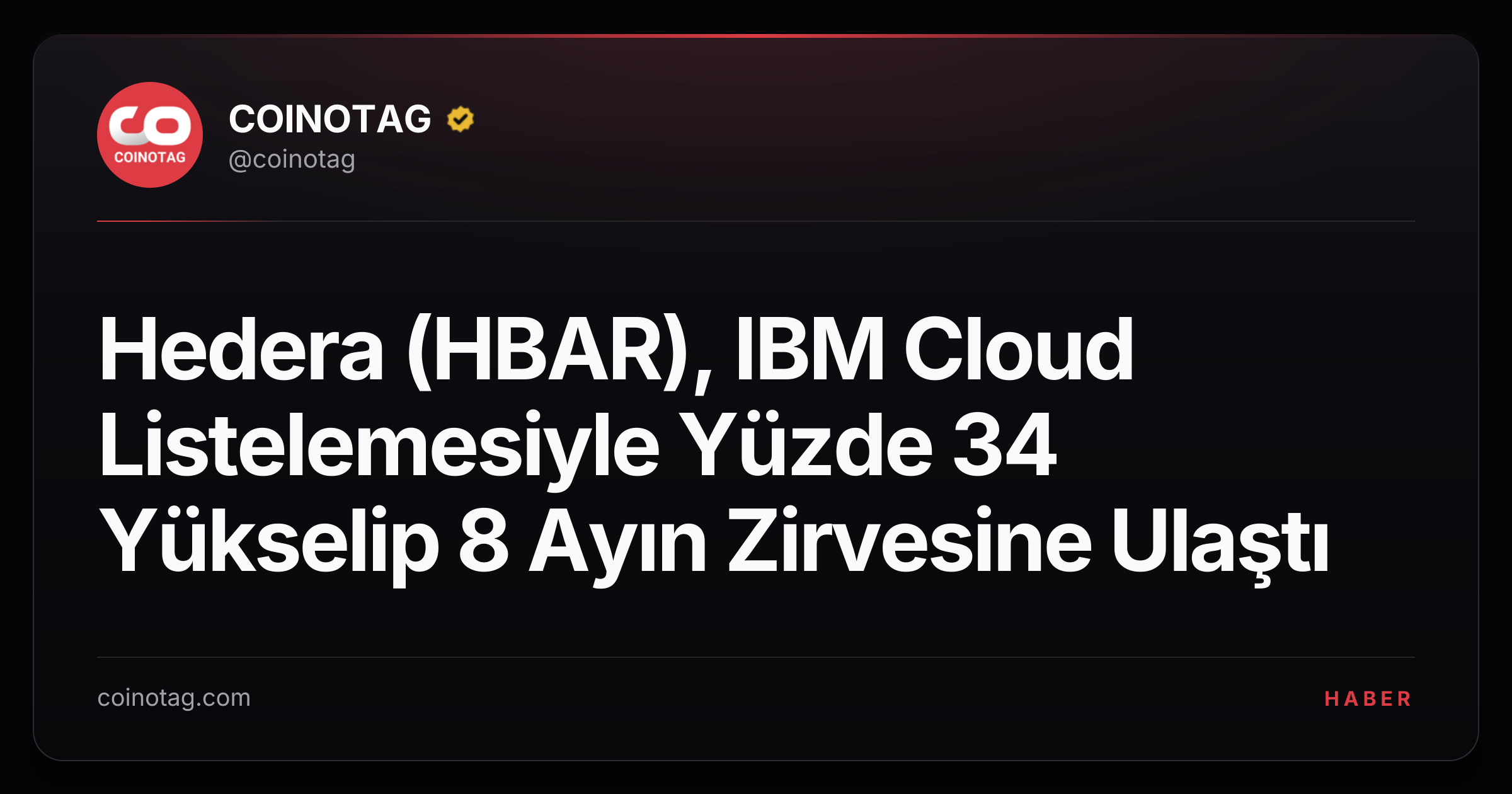 Hedera (HBAR), IBM Cloud Listelemesiyle Yüzde 34 Yükselip 8 Ayın Zirvesine Ulaştı