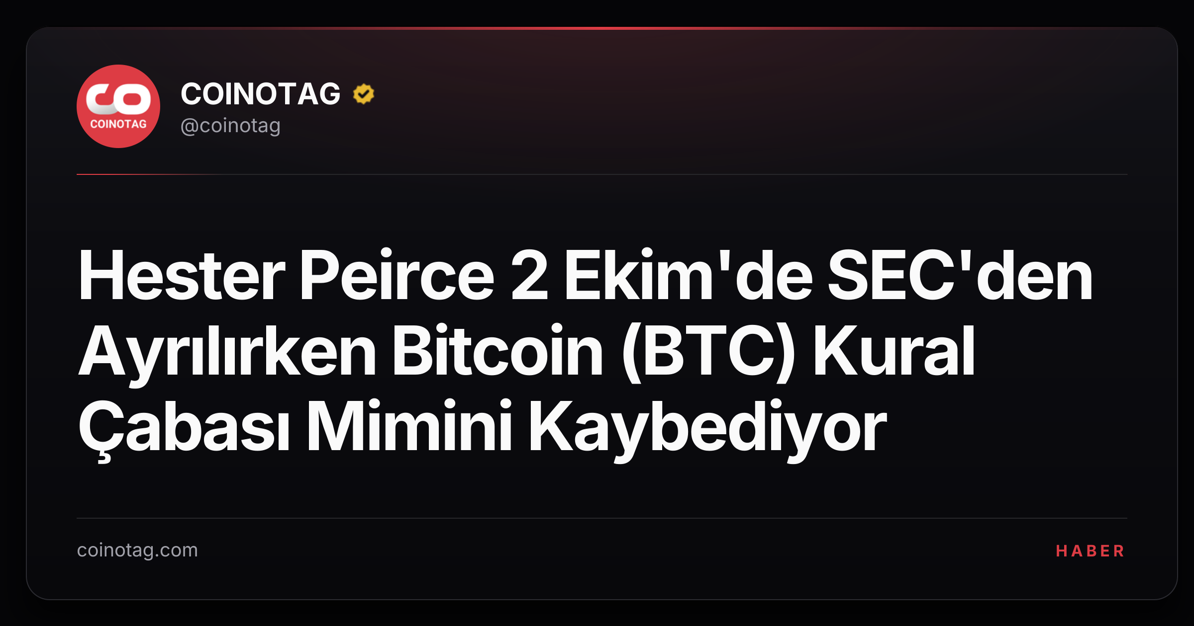 Hester Peirce 2 Ekim'de SEC'den Ayrılırken Bitcoin (BTC) Kural Çabası Mimini Kaybediyor