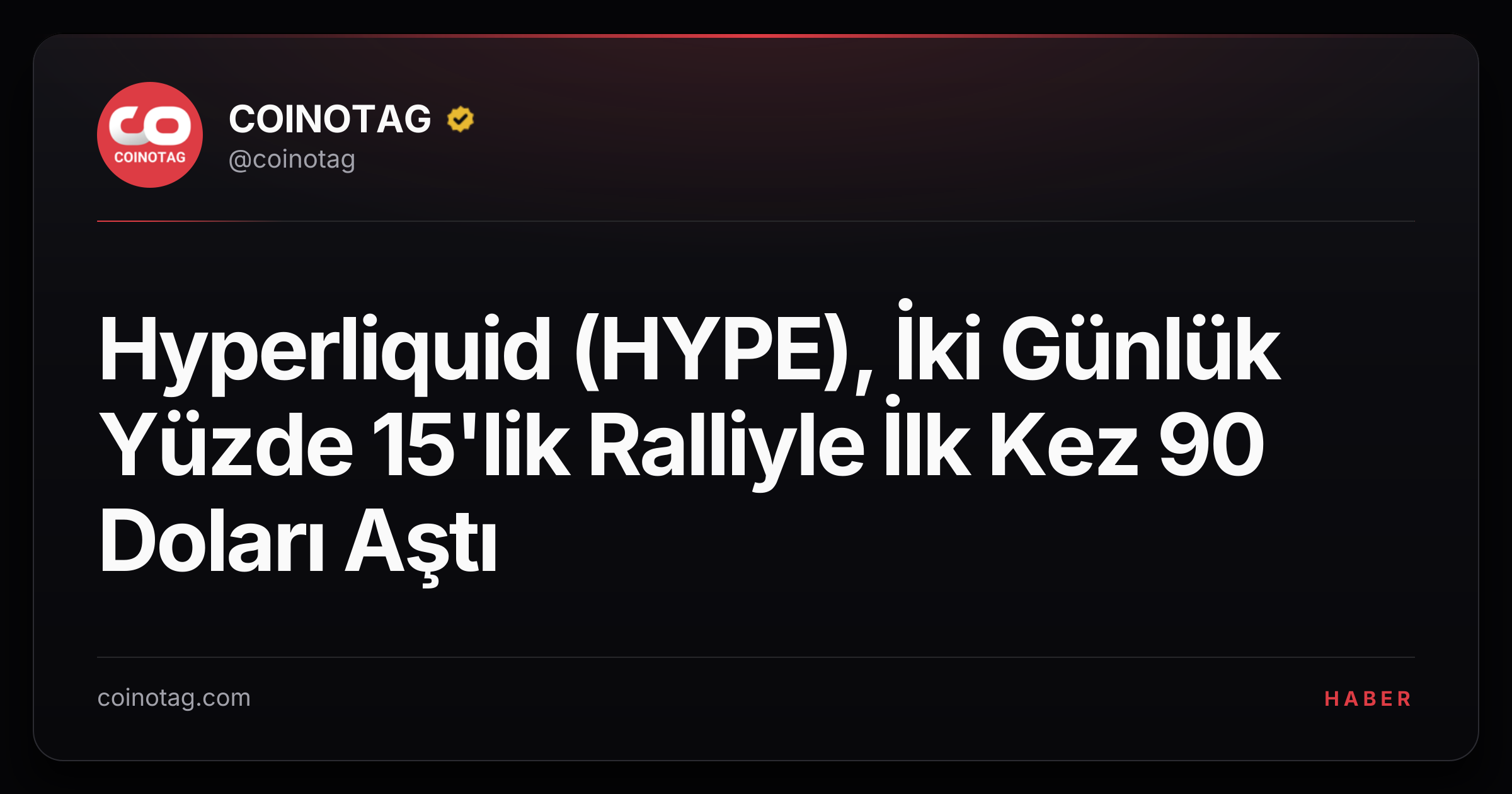 Hyperliquid (HYPE), İki Günlük Yüzde 15'lik Ralliyle İlk Kez 90 Doları Aştı