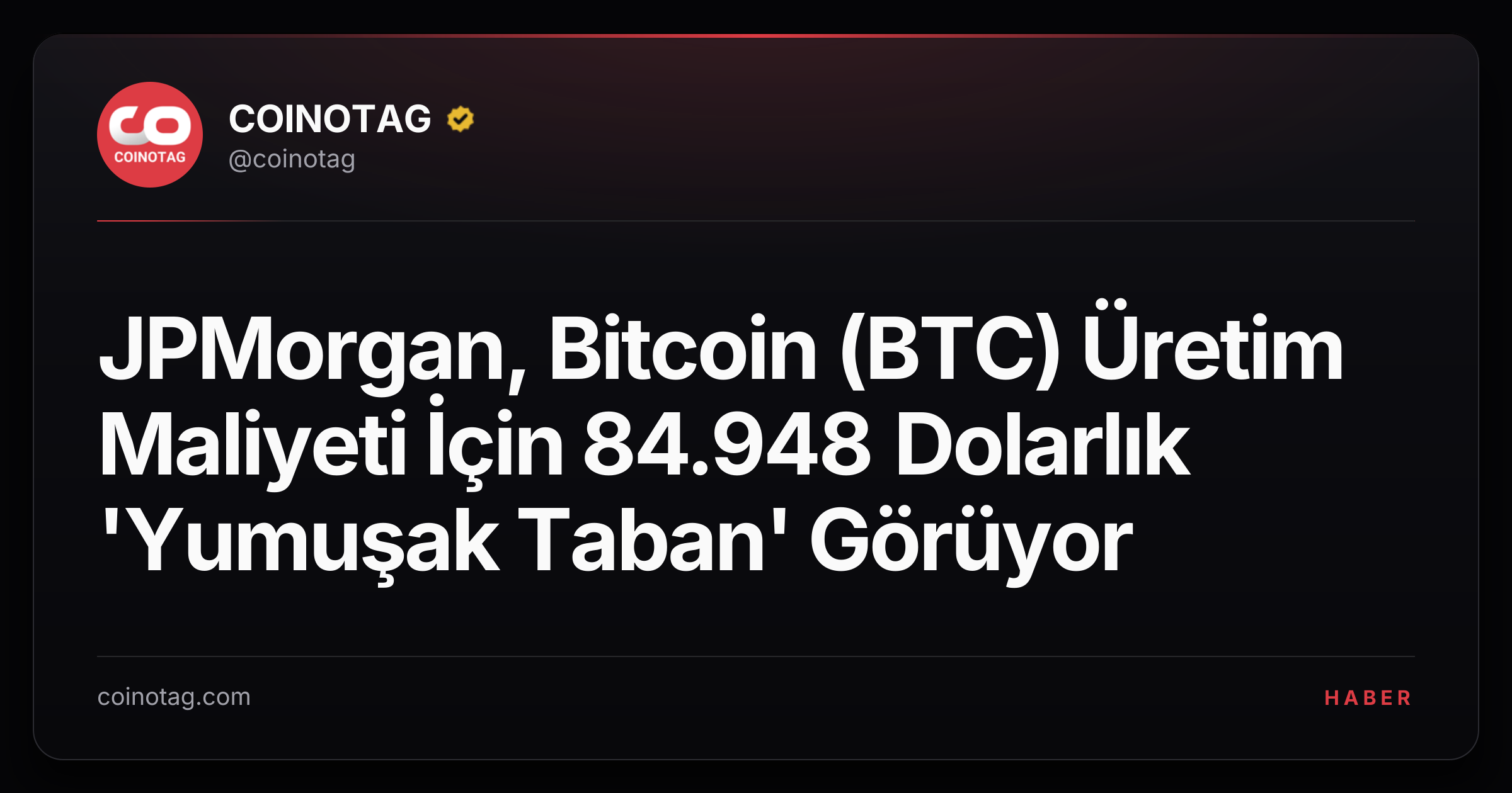 JPMorgan, Bitcoin (BTC) Üretim Maliyeti İçin 84.948 Dolarlık 'Yumuşak Taban' Görüyor