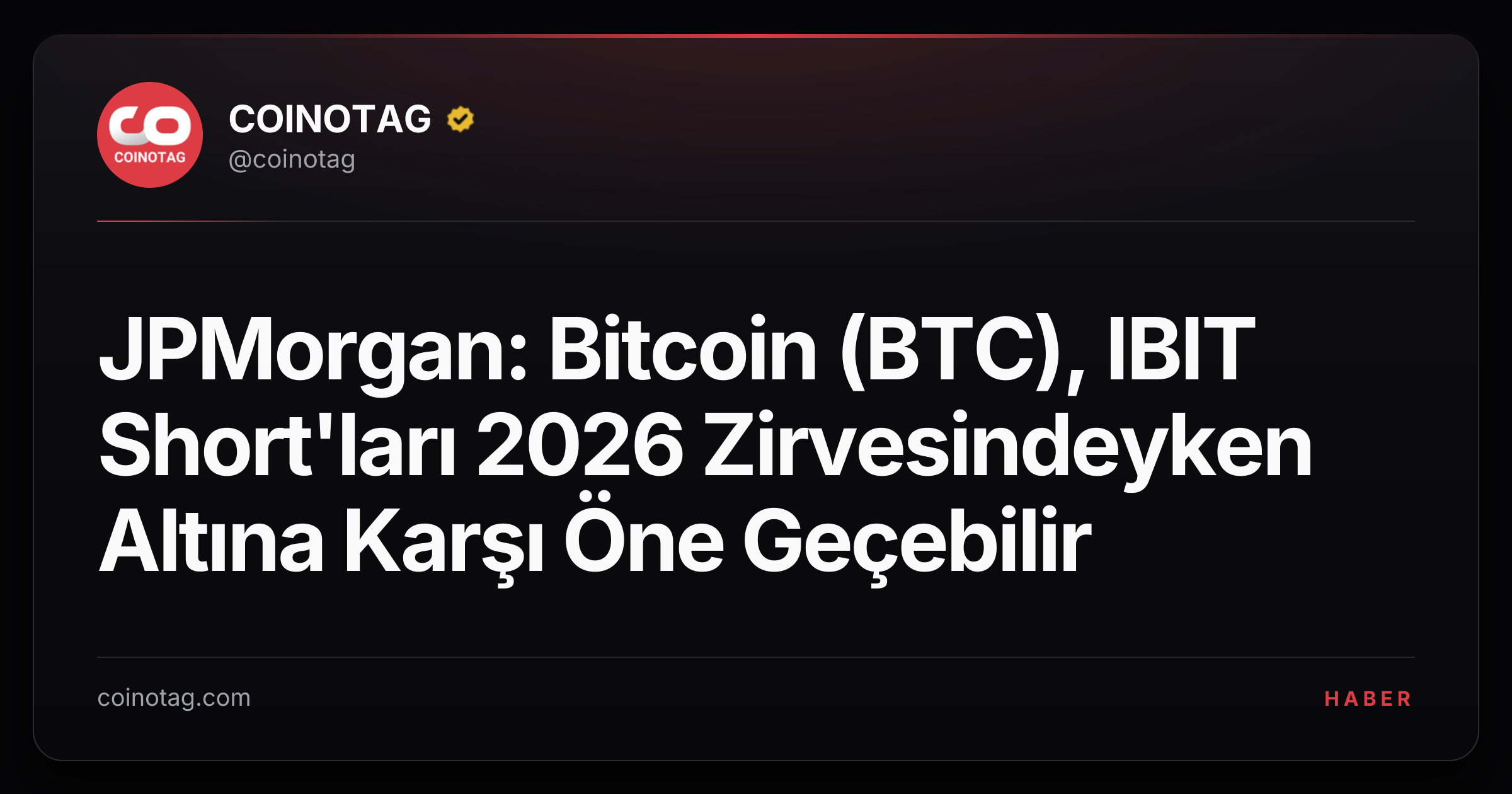 JPMorgan: Bitcoin (BTC), IBIT Short'ları 2026 Zirvesindeyken Altına Karşı Öne Geçebilir