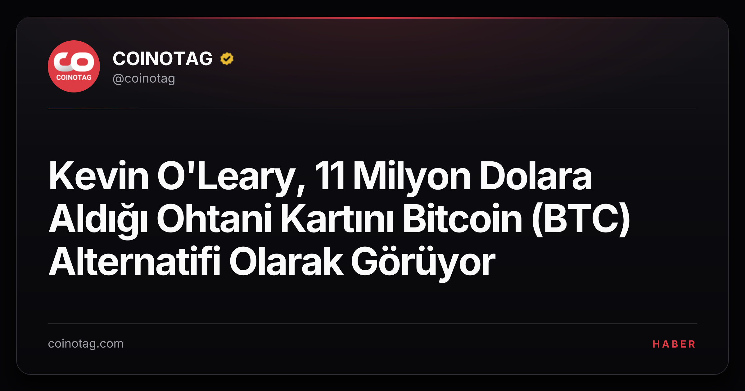 Kevin O'Leary, 11 Milyon Dolara Aldığı Ohtani Kartını Bitcoin (BTC) Alternatifi Olarak Görüyor