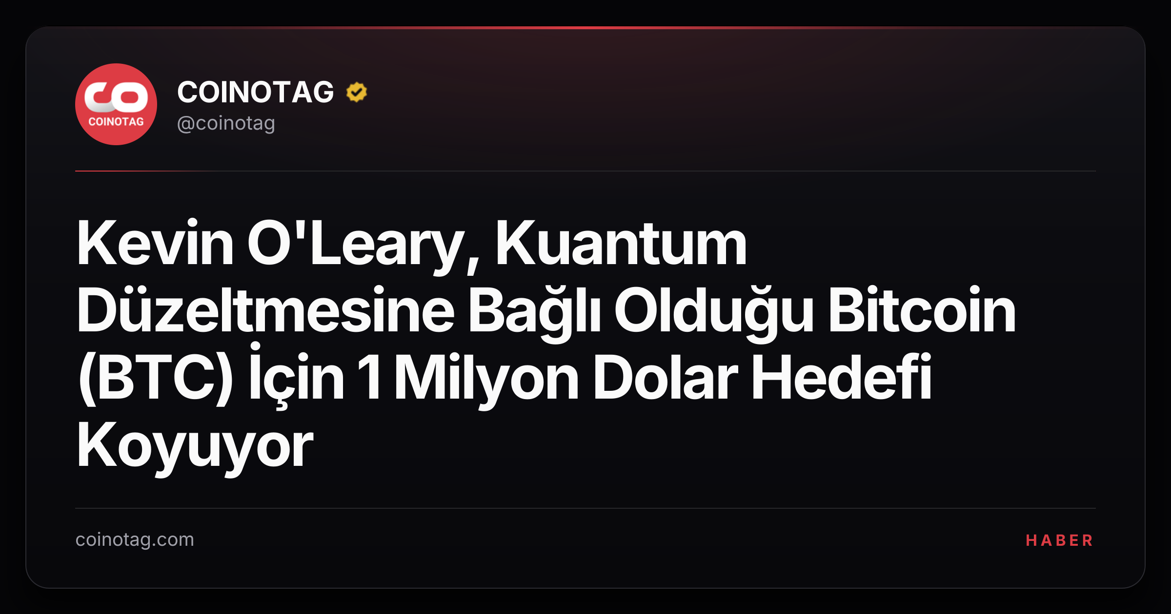 Kevin O'Leary, Kuantum Düzeltmesine Bağlı Olduğu Bitcoin (BTC) İçin 1 Milyon Dolar Hedefi Koyuyor
