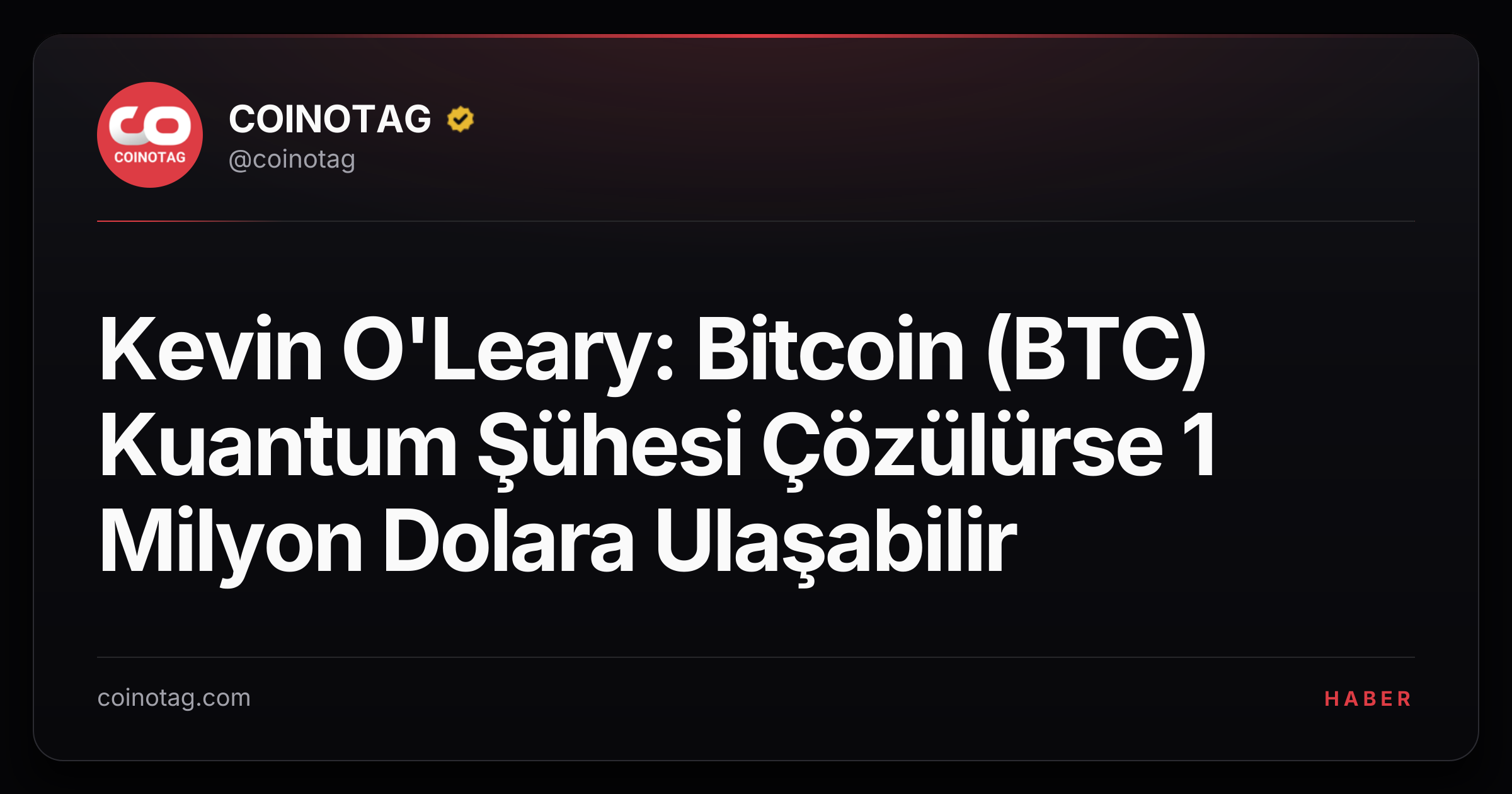 Kevin O'Leary: Bitcoin (BTC) Kuantum Şühesi Çözülürse 1 Milyon Dolara Ulaşabilir