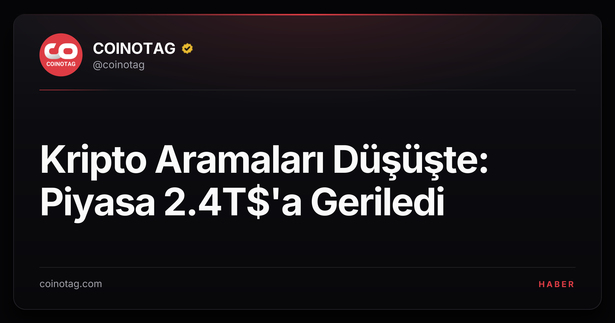 Kripto Aramaları Düşüşte: Piyasa 2.4T$'a Geriledi