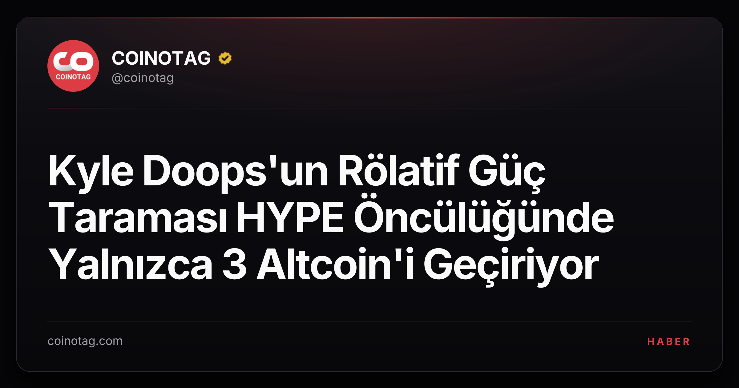 Kyle Doops'un Rölatif Güç Taraması HYPE Öncülüğünde Yalnızca 3 Altcoin'i Geçiriyor