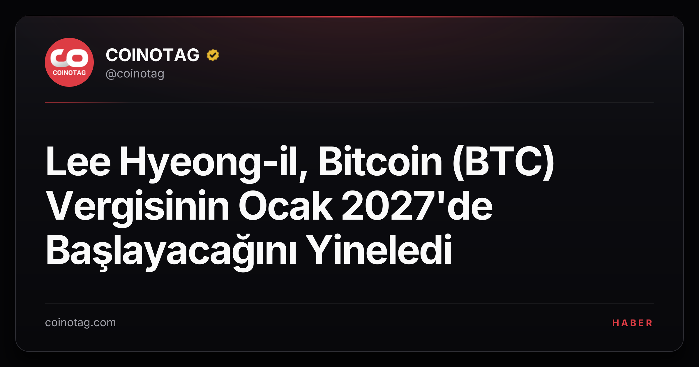 Lee Hyeong-il, Bitcoin (BTC) Vergisinin Ocak 2027'de Başlayacağını Yineledi