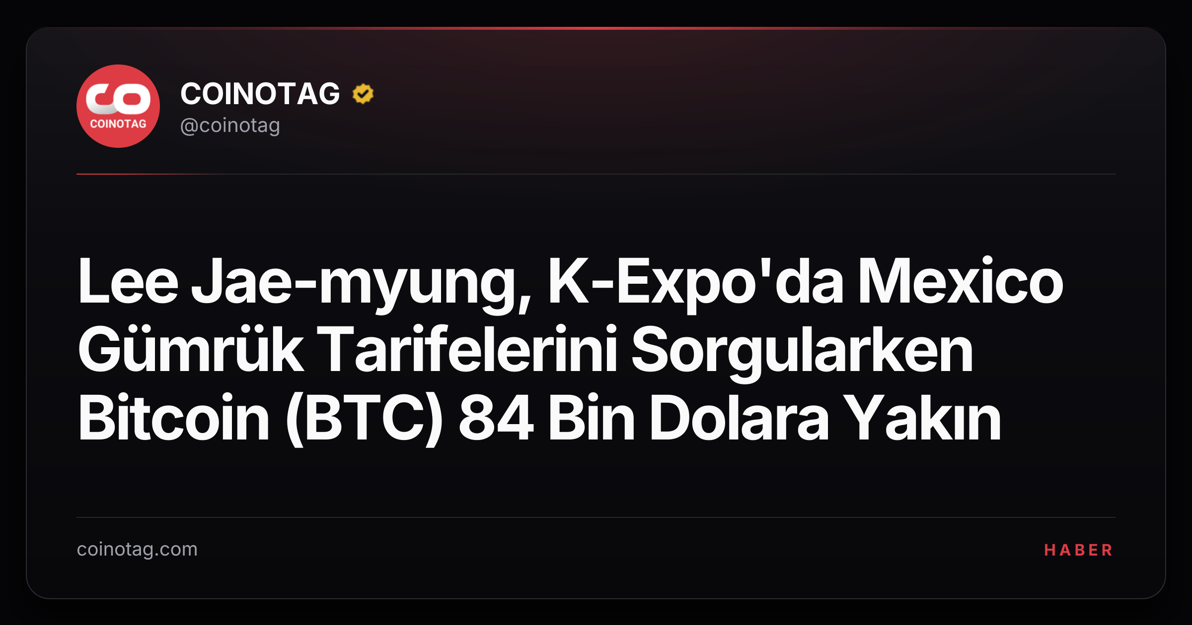 Lee Jae-myung, K-Expo'da Mexico Gümrük Tarifelerini Sorgularken Bitcoin (BTC) 84 Bin Dolara Yakın