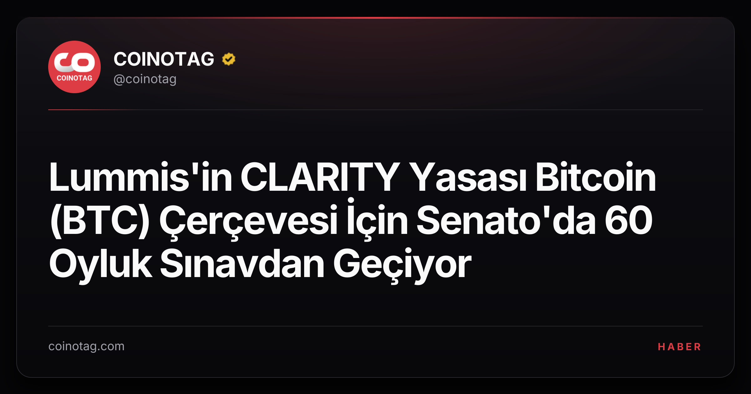 Lummis'in CLARITY Yasası Bitcoin (BTC) Çerçevesi İçin Senato'da 60 Oyluk Sınavdan Geçiyor