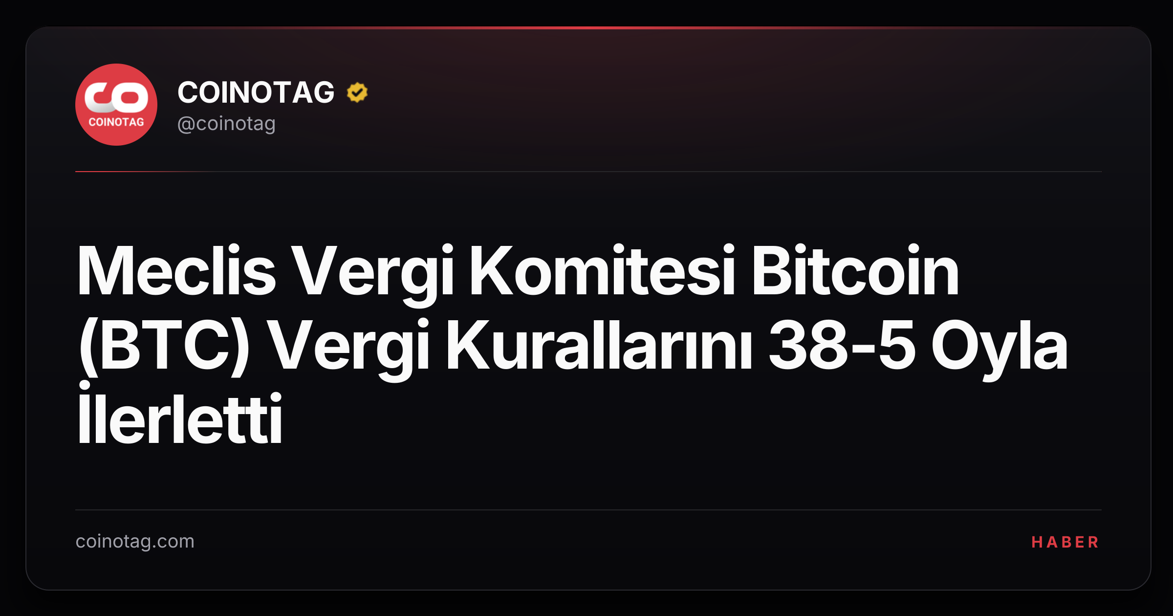Meclis Vergi Komitesi Bitcoin (BTC) Vergi Kurallarını 38-5 Oyla İlerletti