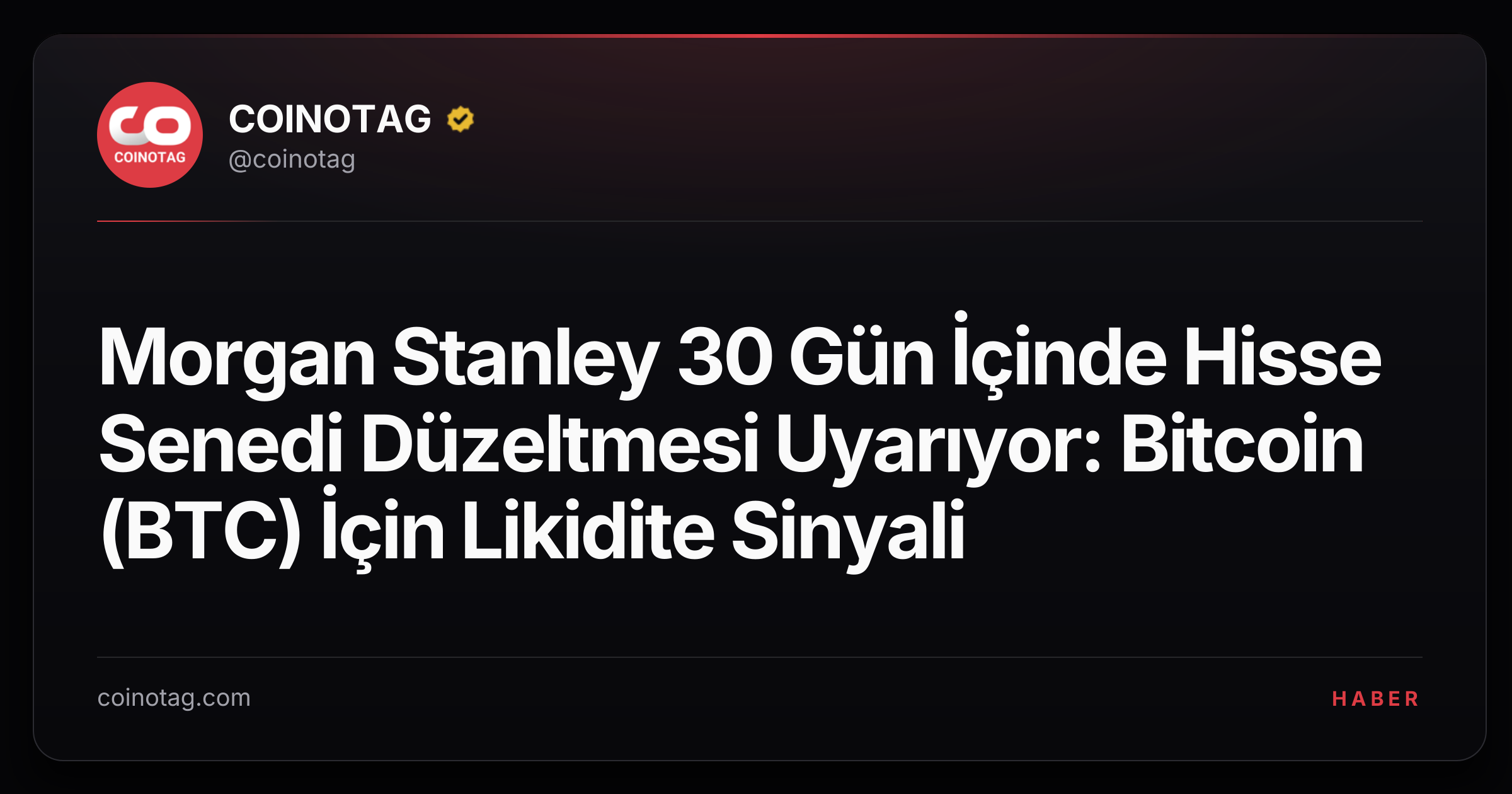 Morgan Stanley 30 Gün İçinde Hisse Senedi Düzeltmesi Uyarıyor: Bitcoin (BTC) İçin Likidite Sinyali