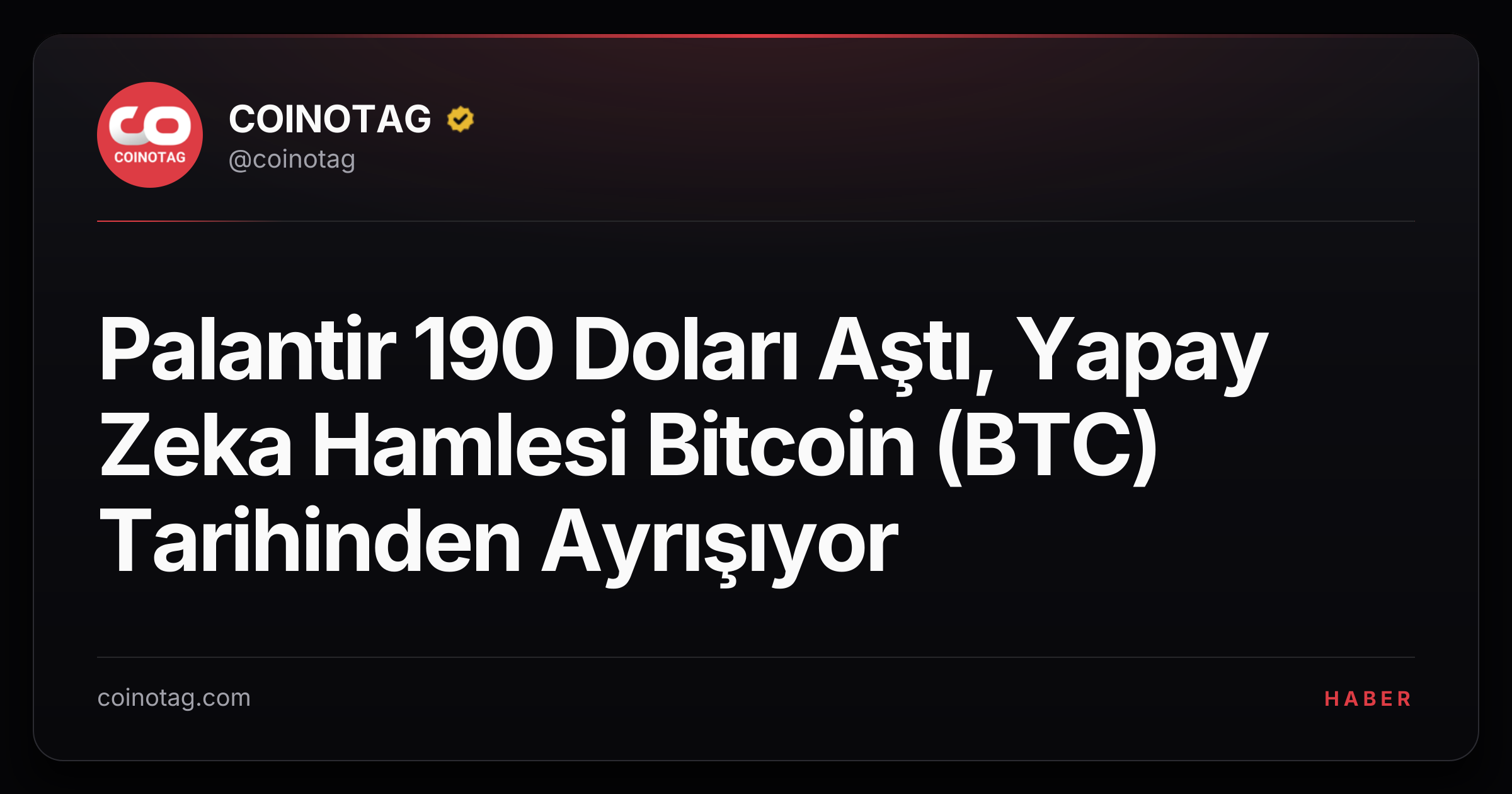 Palantir 190 Doları Aştı, Yapay Zeka Hamlesi Bitcoin (BTC) Tarihinden Ayrışıyor