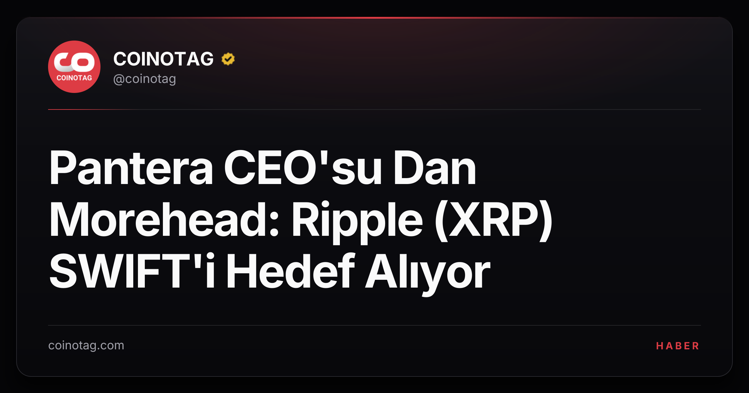 Pantera CEO'su Dan Morehead: Ripple (XRP) SWIFT'i Hedef Alıyor